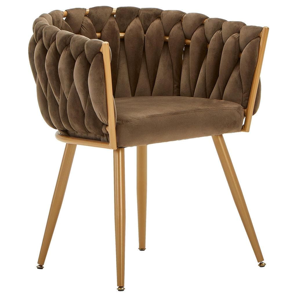 Ambia Home Armlehnstuhl Braun Samt Esszimmerstuhl