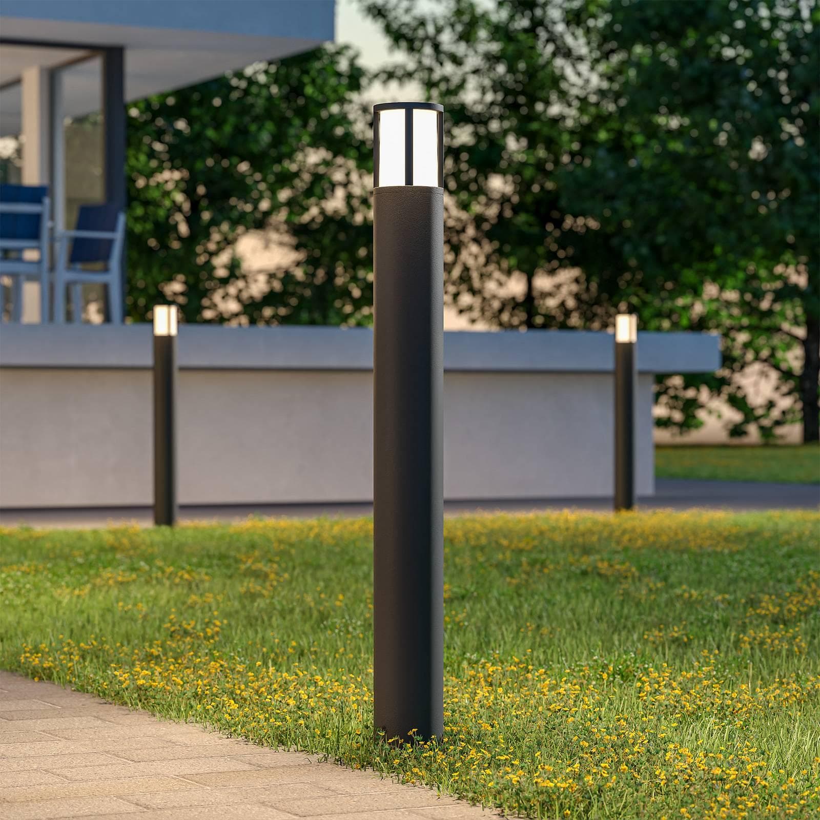 Wegeleuchte Facado II Dunkelgrau Rund Opal Deko-Light