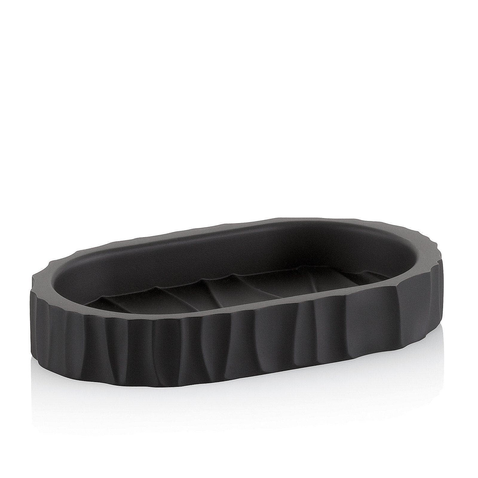 kela Seifenschale MERIDA Schwarz Polyresin mit Rillen