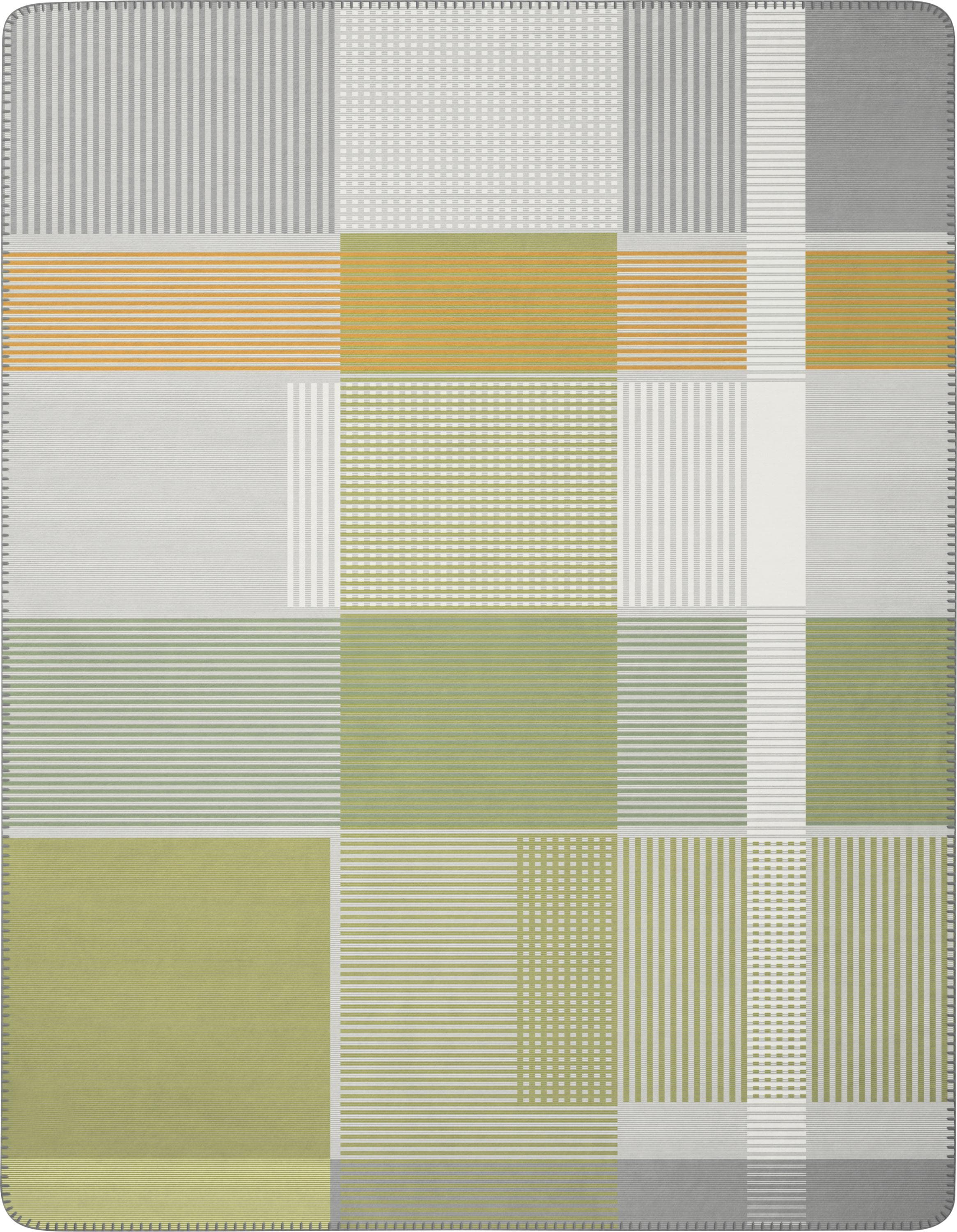 Biederlack Wohndecke Maze: Grünes Kuscheldecken Design aus Baumwollmischung