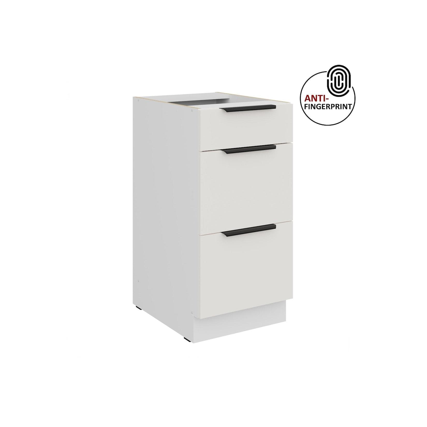 Küchen Unterschrank 40 Küche ARIA Weiss ultra matt Anti Fingerprint