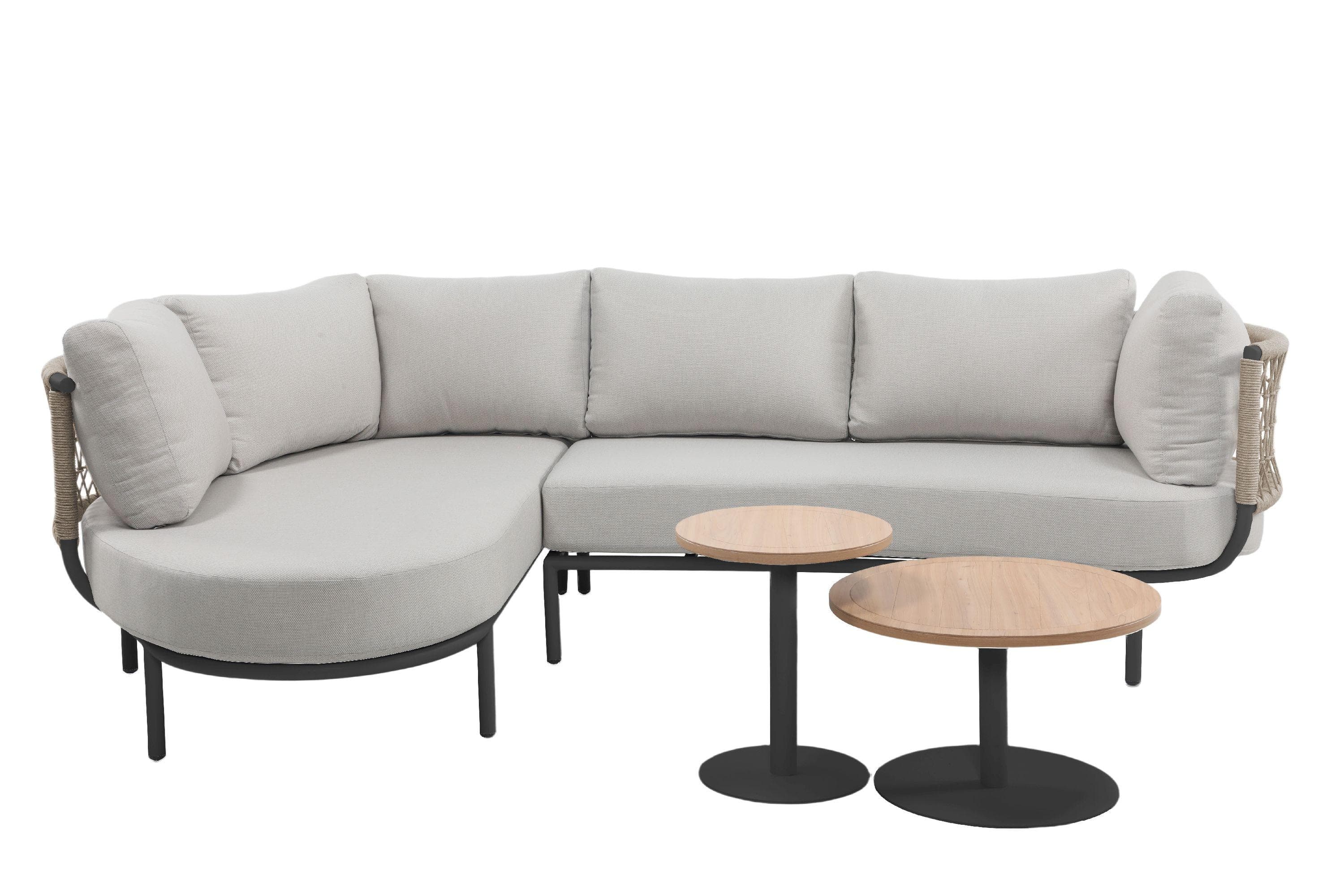 Lounge-Set Outdoor GERDA 2-Sitzer Sofa Lounge Sofa Couchtische Aluminium Beige
