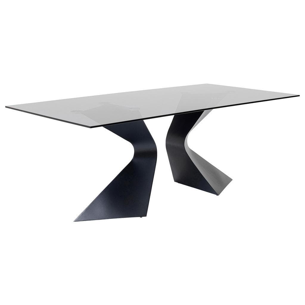 Kare-Design Esstisch Schwarz Metall Glas Rechteckig 100x75x200 cm