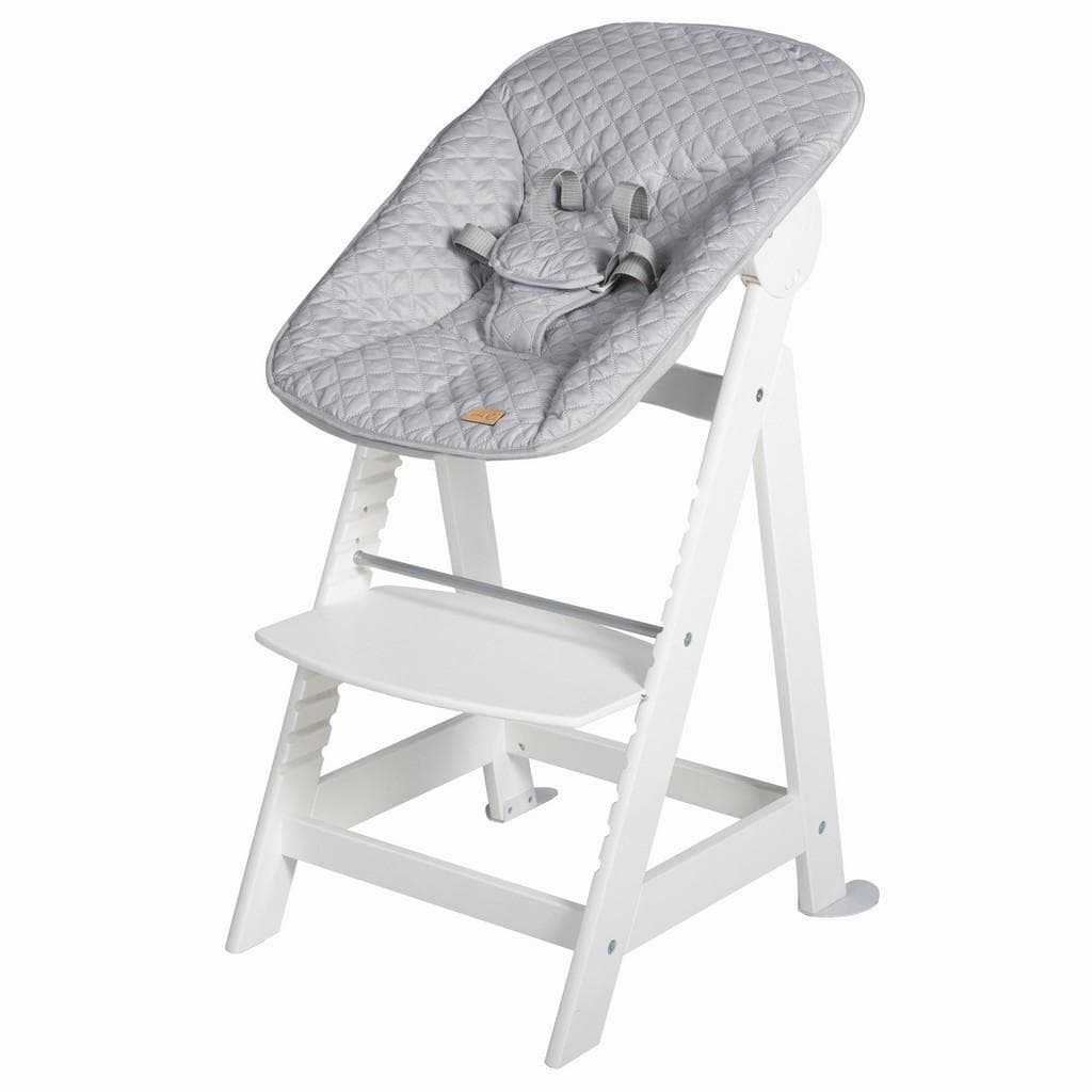 Roba Treppenhochstuhl Born Up 2in1 Set mit Neugeborenen-Aufsatz Grau/Weiß