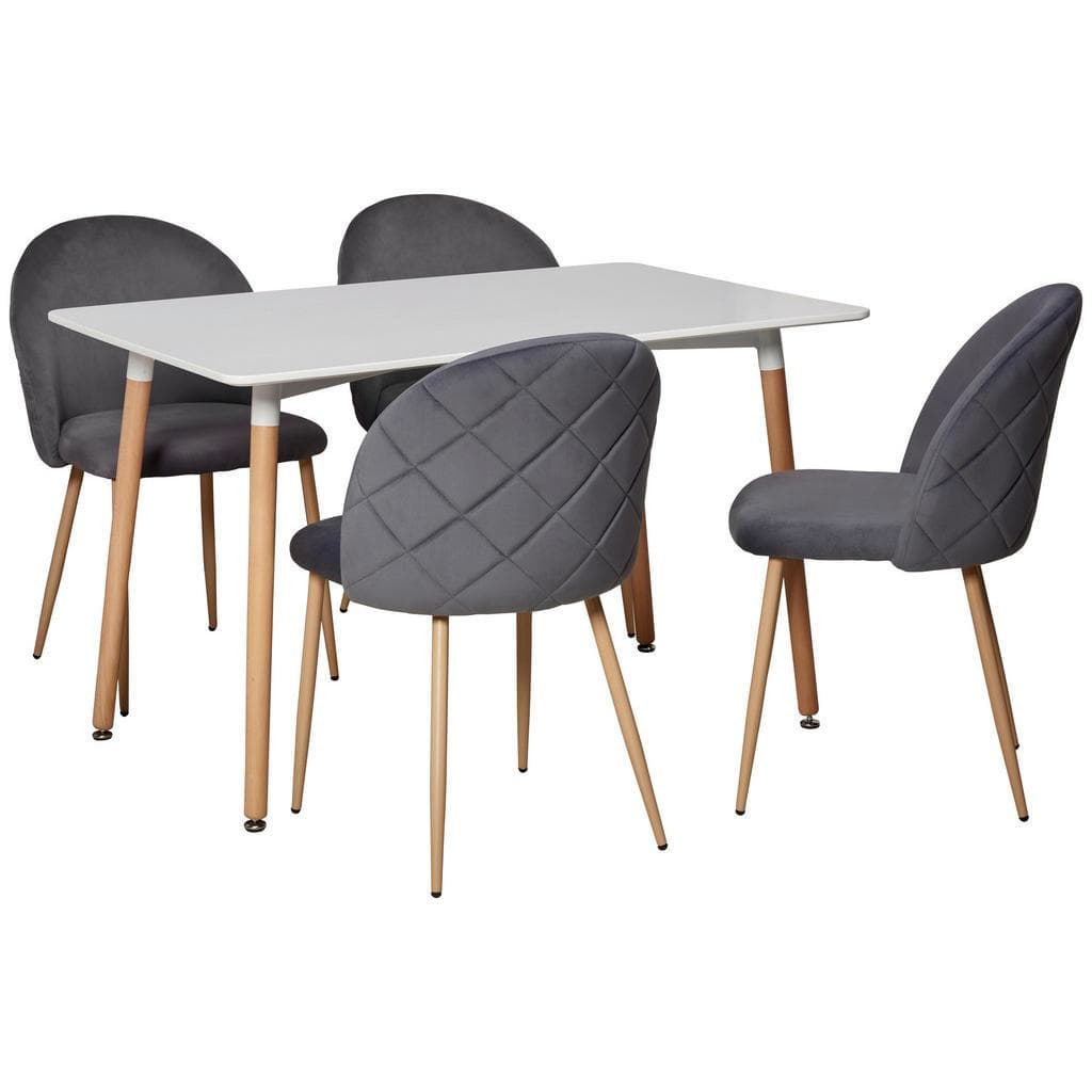 Livetastic Tischgruppe Grau Weiß Buche Esszimmer