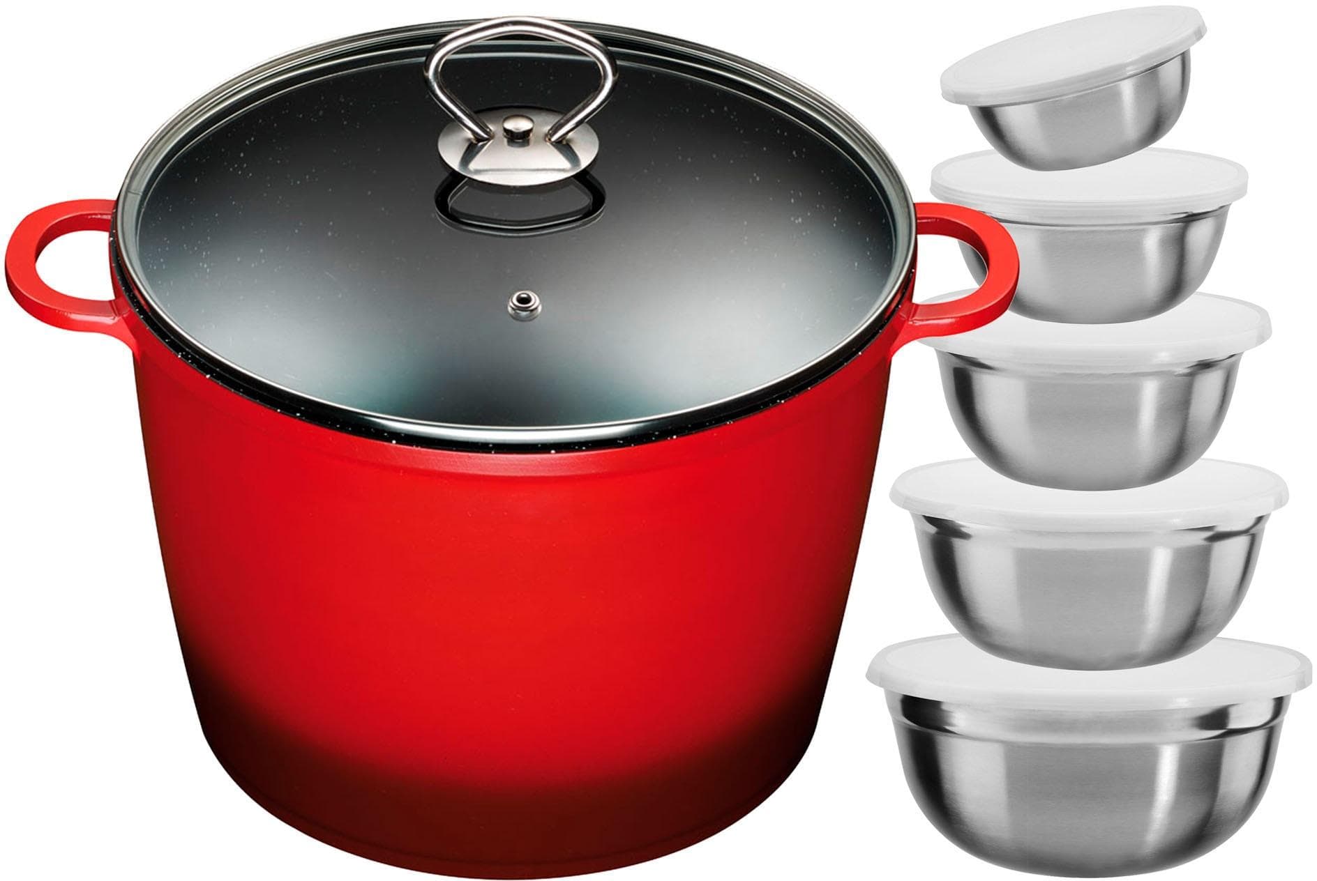 KING® XXL-Kochtopf 7L mit Glasdeckel Induktion Rot