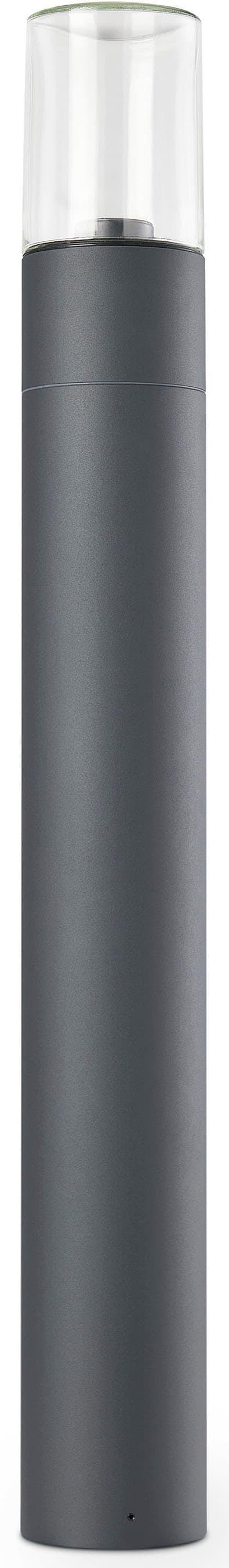 Pollerleuchte aus Aluminium, Rauchglas und Beton