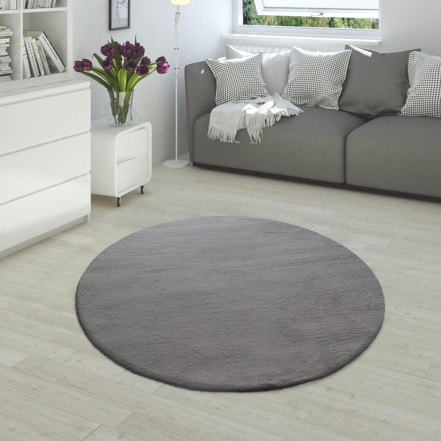PACO HOME Fellteppich Rabbit 780 Grau 160cm Polyester