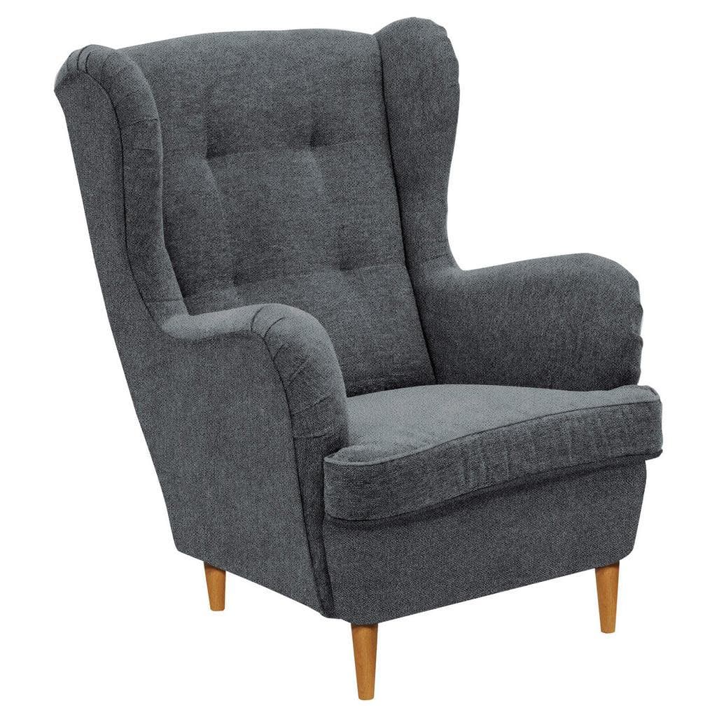 Ohrensessel im Relax-Stil aus Textil, Eiche und Buche