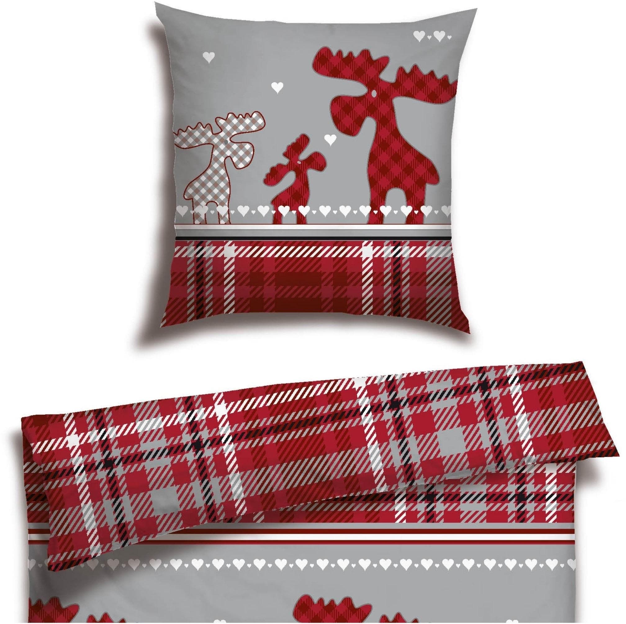 Schiesser Bettwäsche Salous Baumwollflanell Winterprint Rot