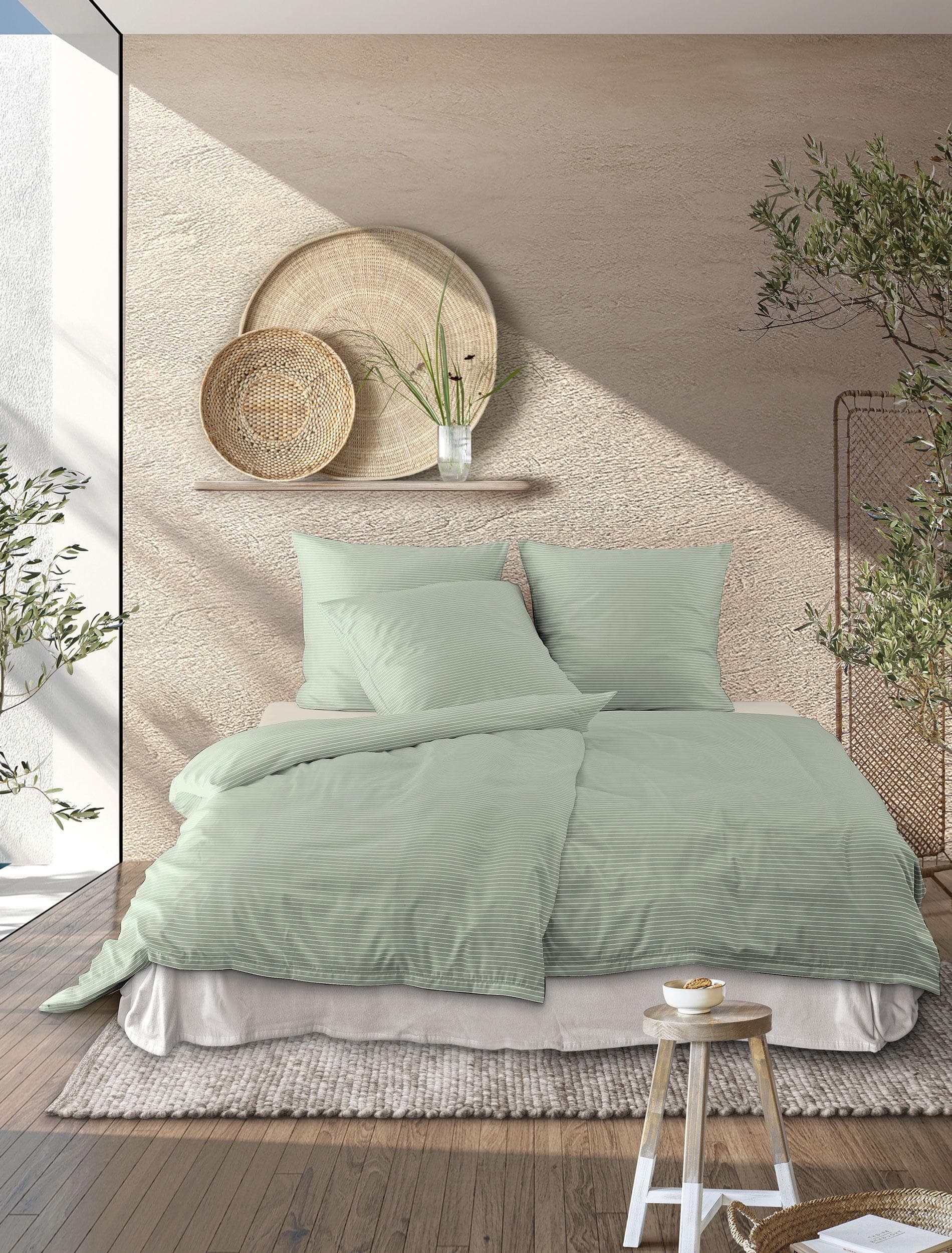 Bettwäsche IRISETTE Tokio 8607 grün Jade Mako-Satin 100% Baumwolle