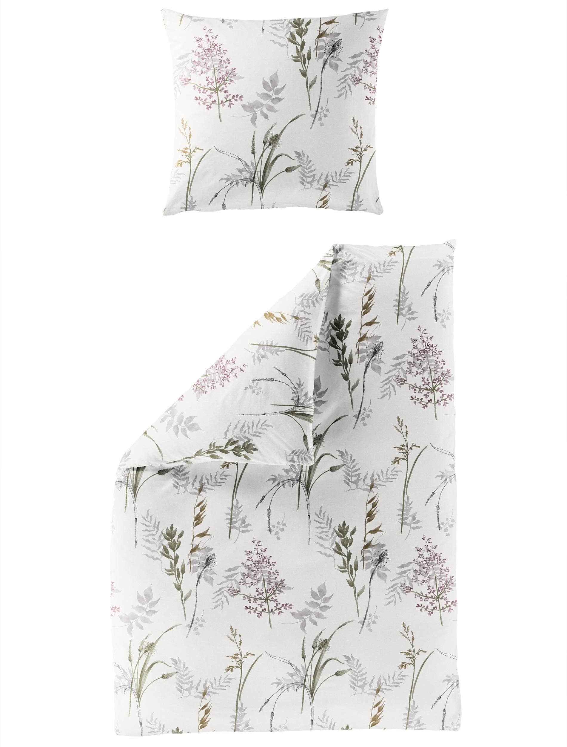 Bierbaum Mako-Satin Bettwäsche Set Florales Design Rosa