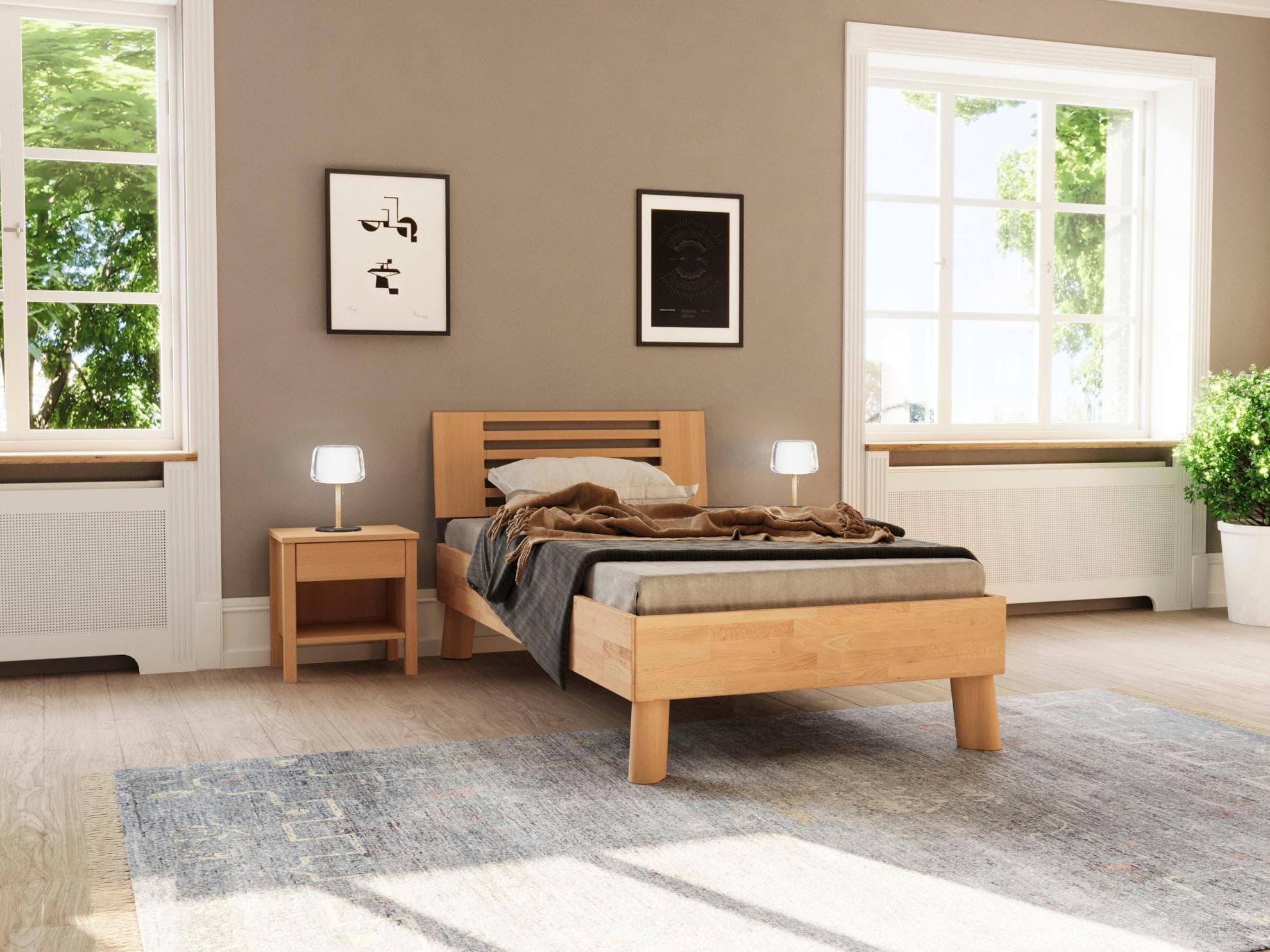 HOME AFFAIRE Chavot III Massivholzbett Kernbuche Beige