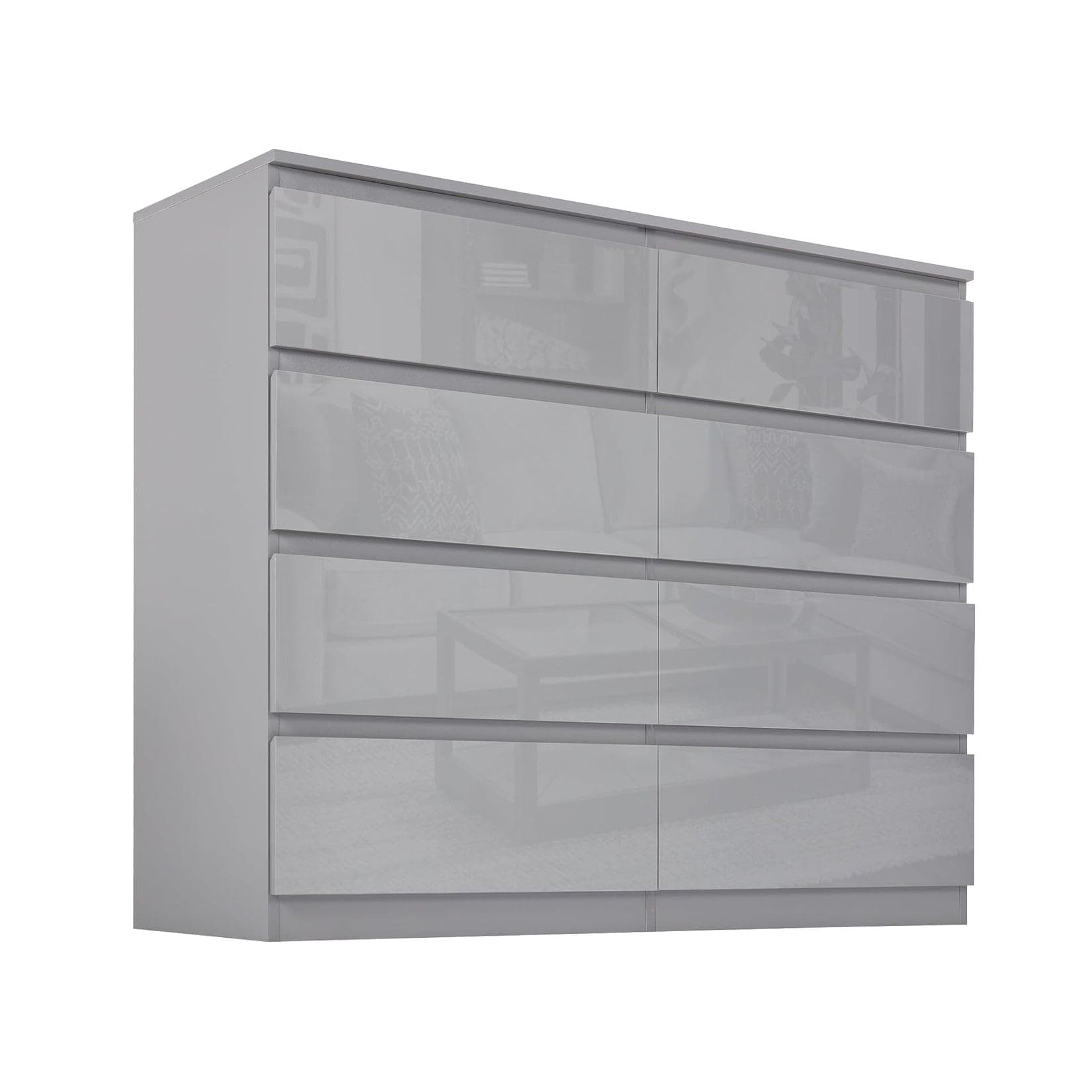 HTI-Living Kommode Kenji 8 Schubladen Hochglanz Grau Modern