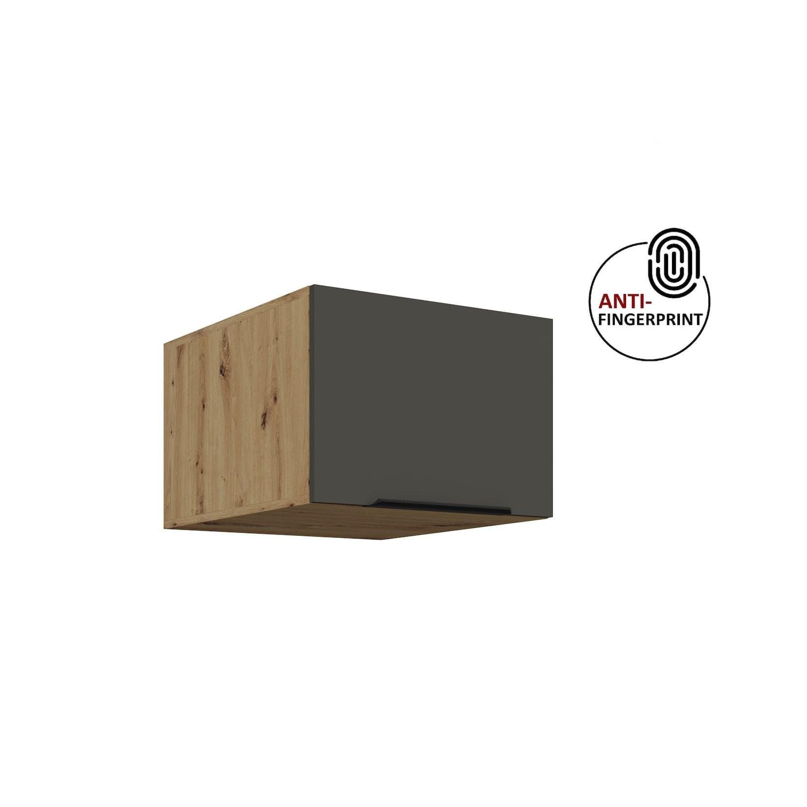 Küchen Aufsatzschrank 50 cm Küche ARIA Graphite Küchenzeile Anti Fingerprint