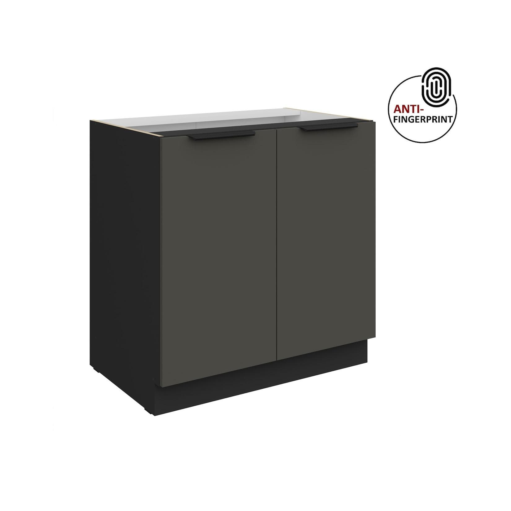 Küchen Unterschrank 80 cm Küche ARIA Graphite matt Anti Fingerprint