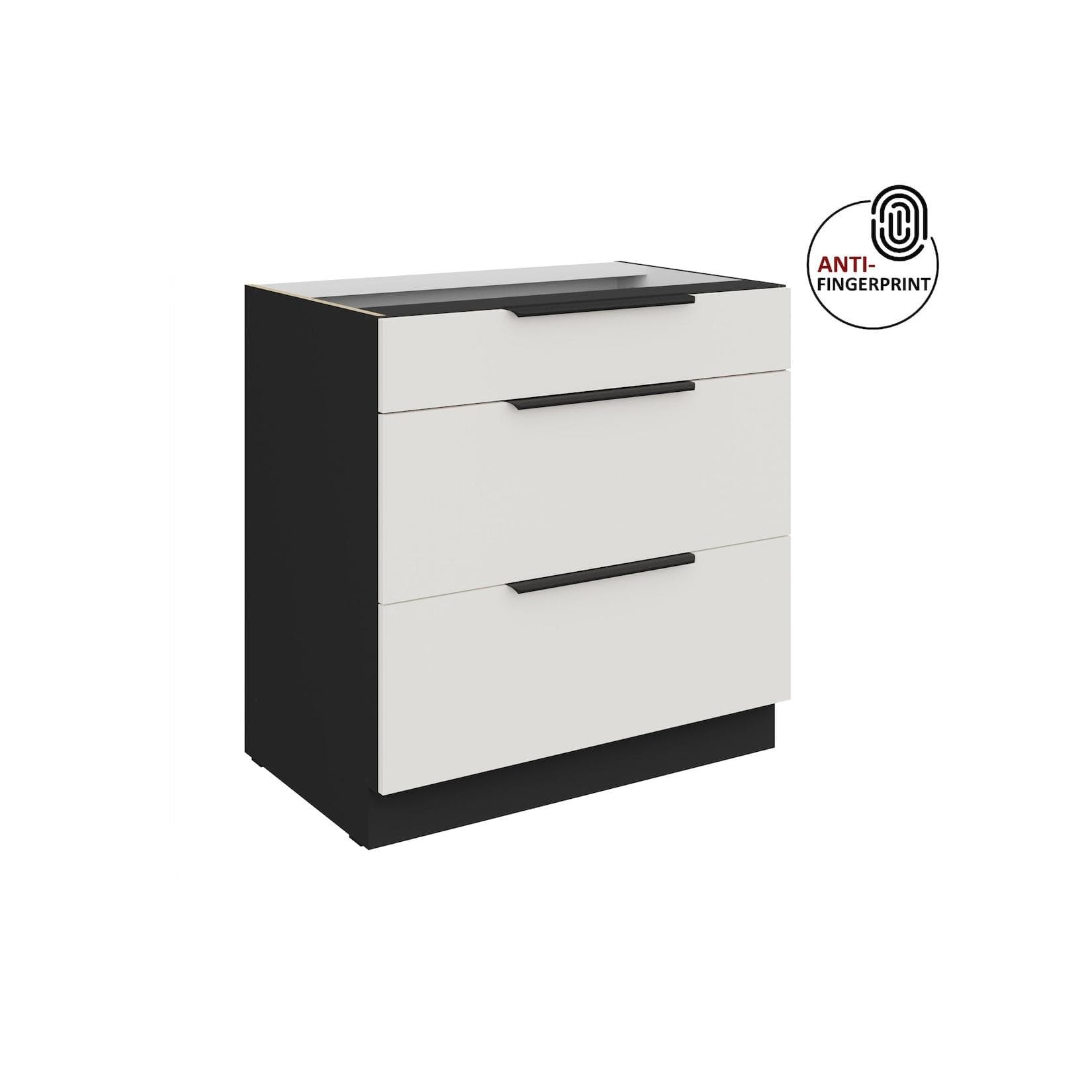 Küchen Unterschrank 80 Küche ARIA Weiss ultra matt Anti Fingerprint