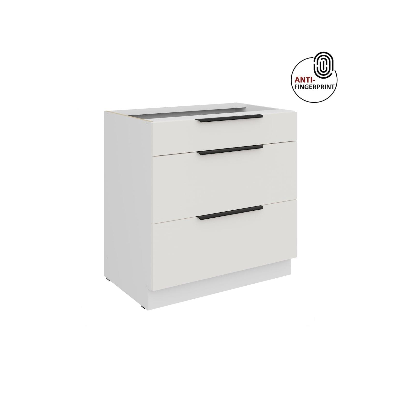 Küchen Unterschrank 80 Küche ARIA Weiss ultra matt Anti Fingerprint