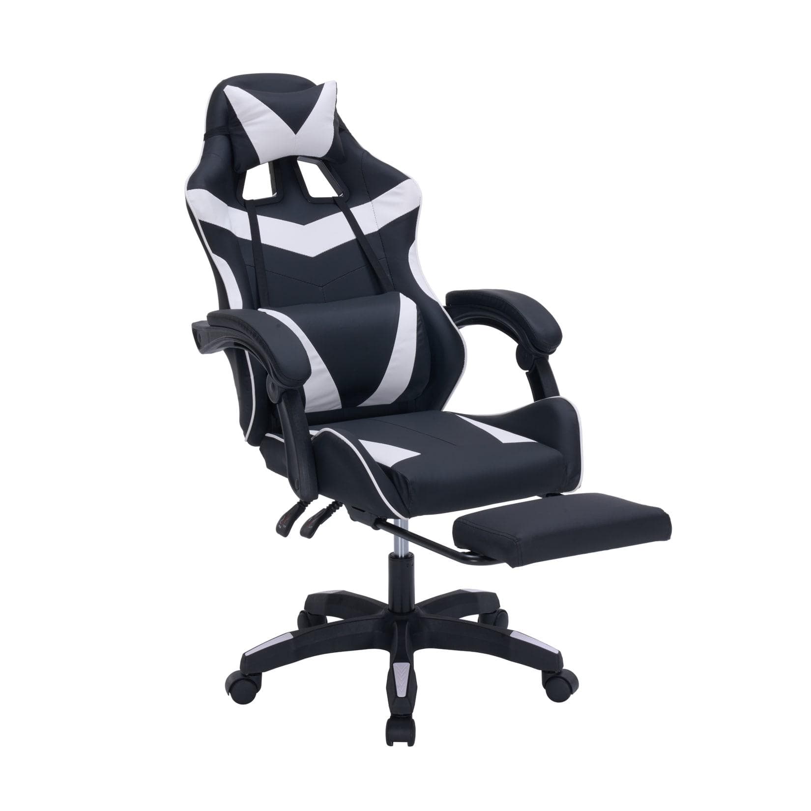 HTI-Living Gaming Stuhl Krit Eco Schwarz-Weiß mit Fußstütze