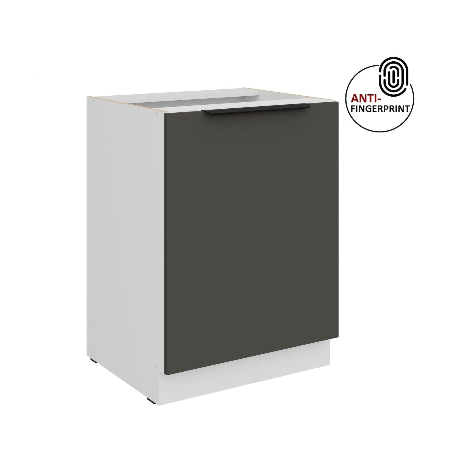 Küchen Unterschrank 60 cm Küche ARIA Graphite matt Anti Fingerprint