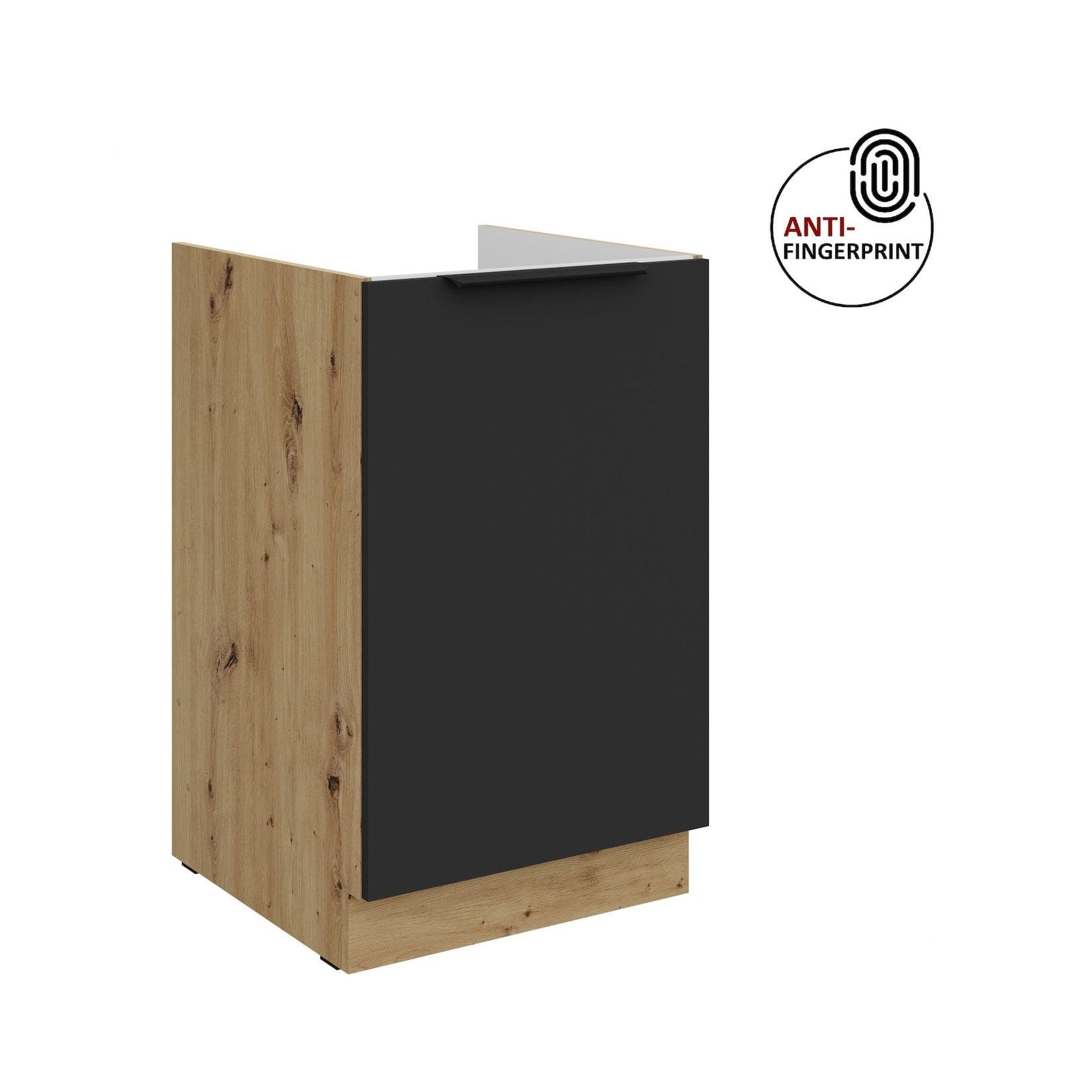 Küchen Spülenschrank 50 Küche ARIA Schwarz matt Anti Fingerprint Küchenzeile