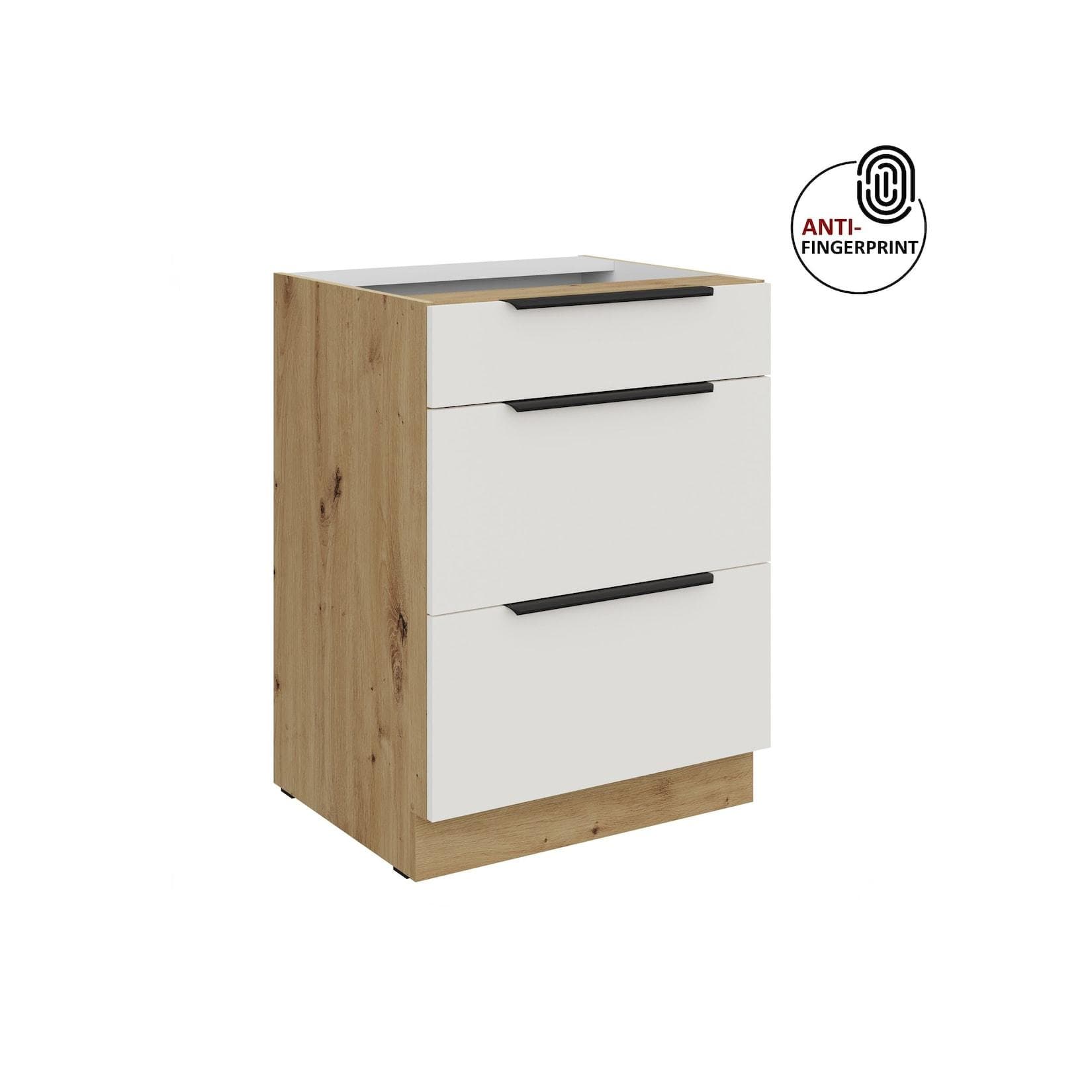 Küchen Unterschrank 60 Küche ARIA Weiss ultra matt Anti Fingerprint Küchenzeile