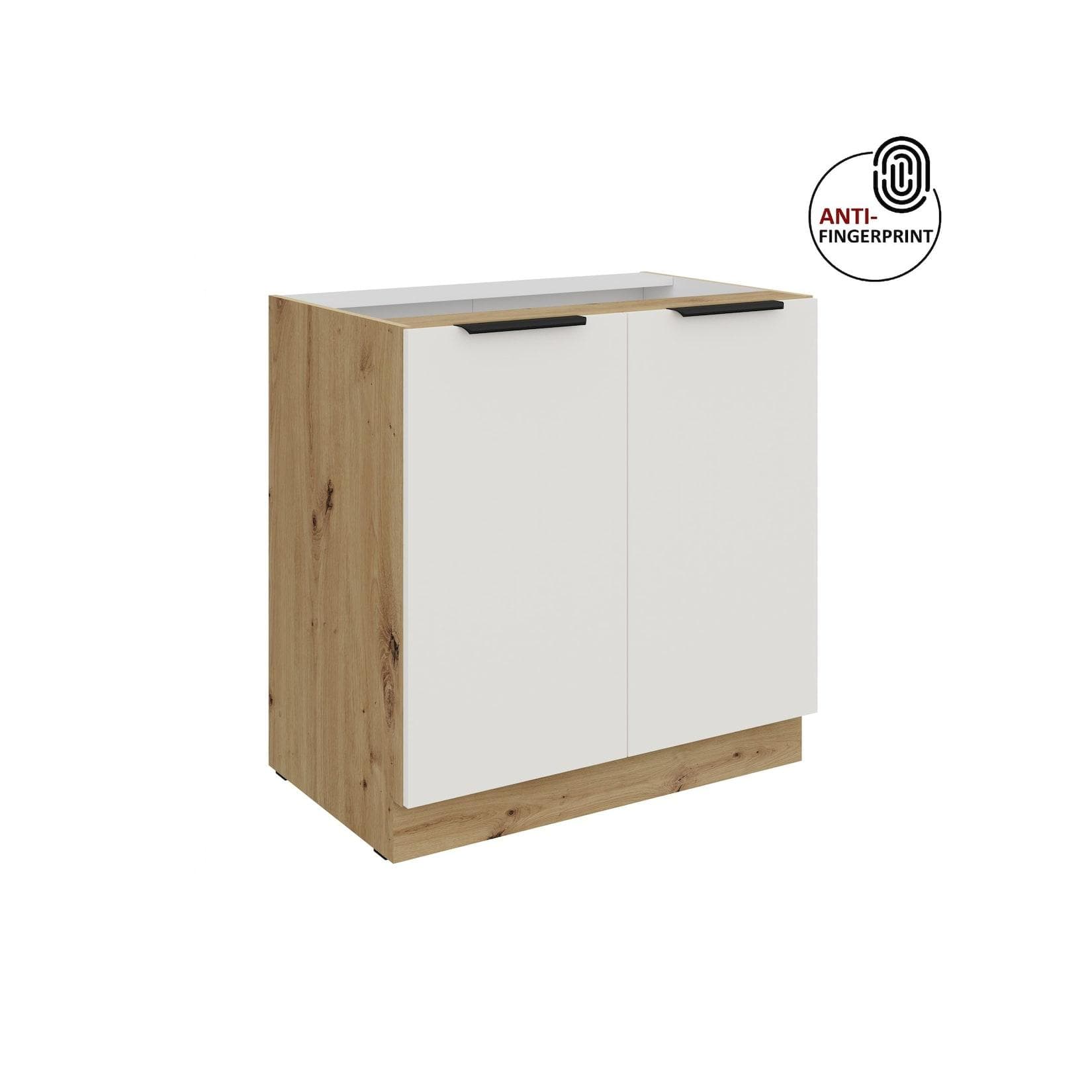 Küchen Unterschrank 80 Küche ARIA Weiss ultra matt Anti Fingerprint Küchenzeile