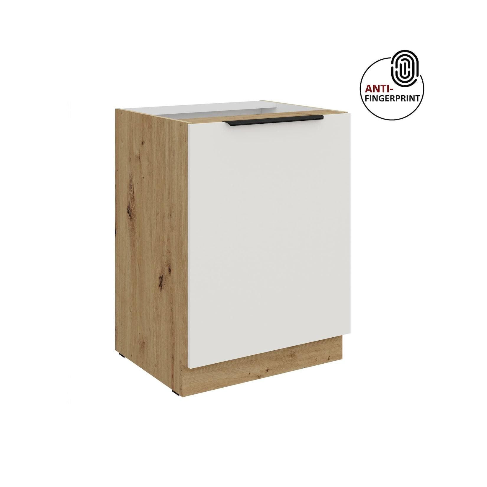 Küchen Unterschrank 60 cm Küche ARIA Weiss ultra matt Anti Fingerprint