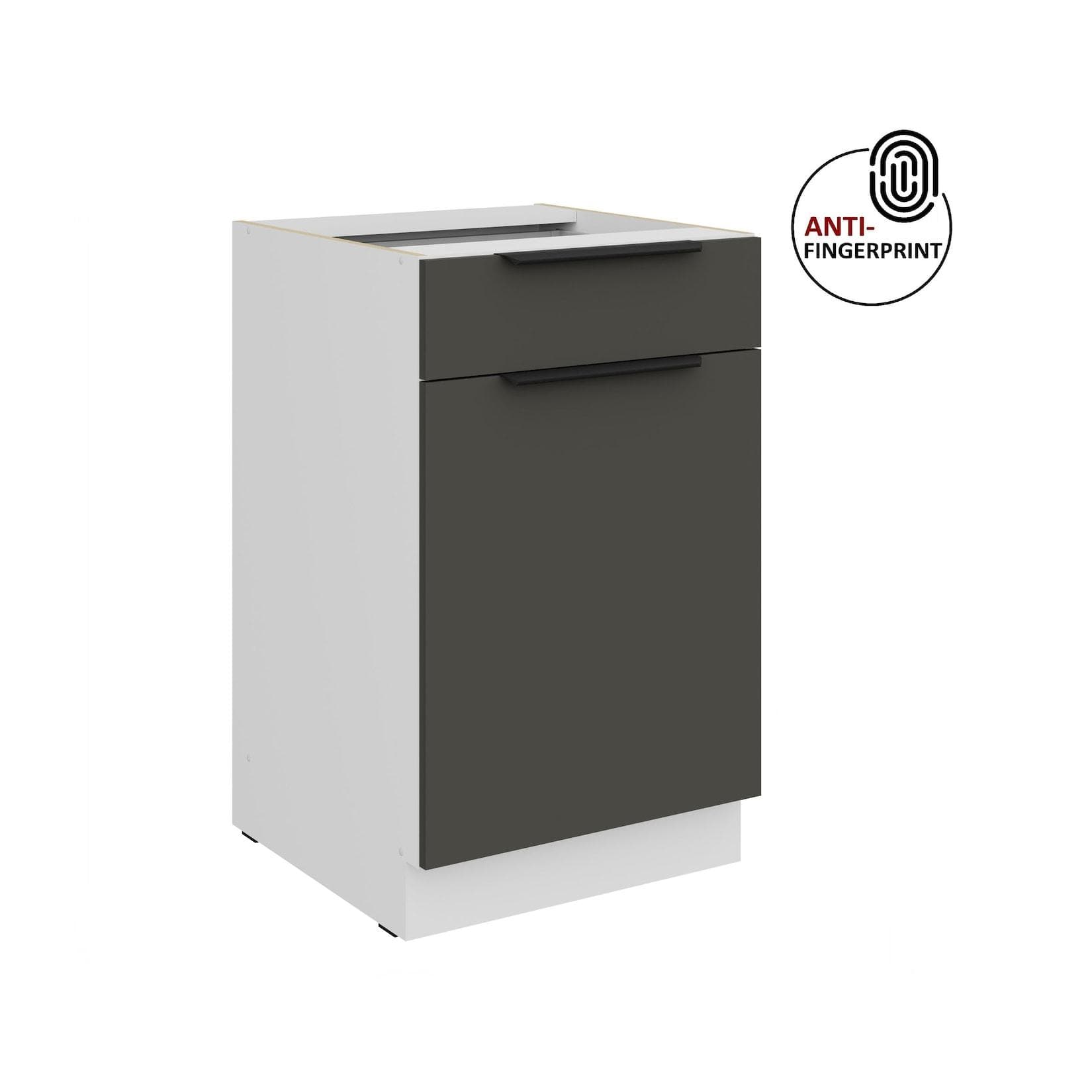 Küchenunterschrank 50 cm ARIA Graphit matt mit Anti-Fingerprint