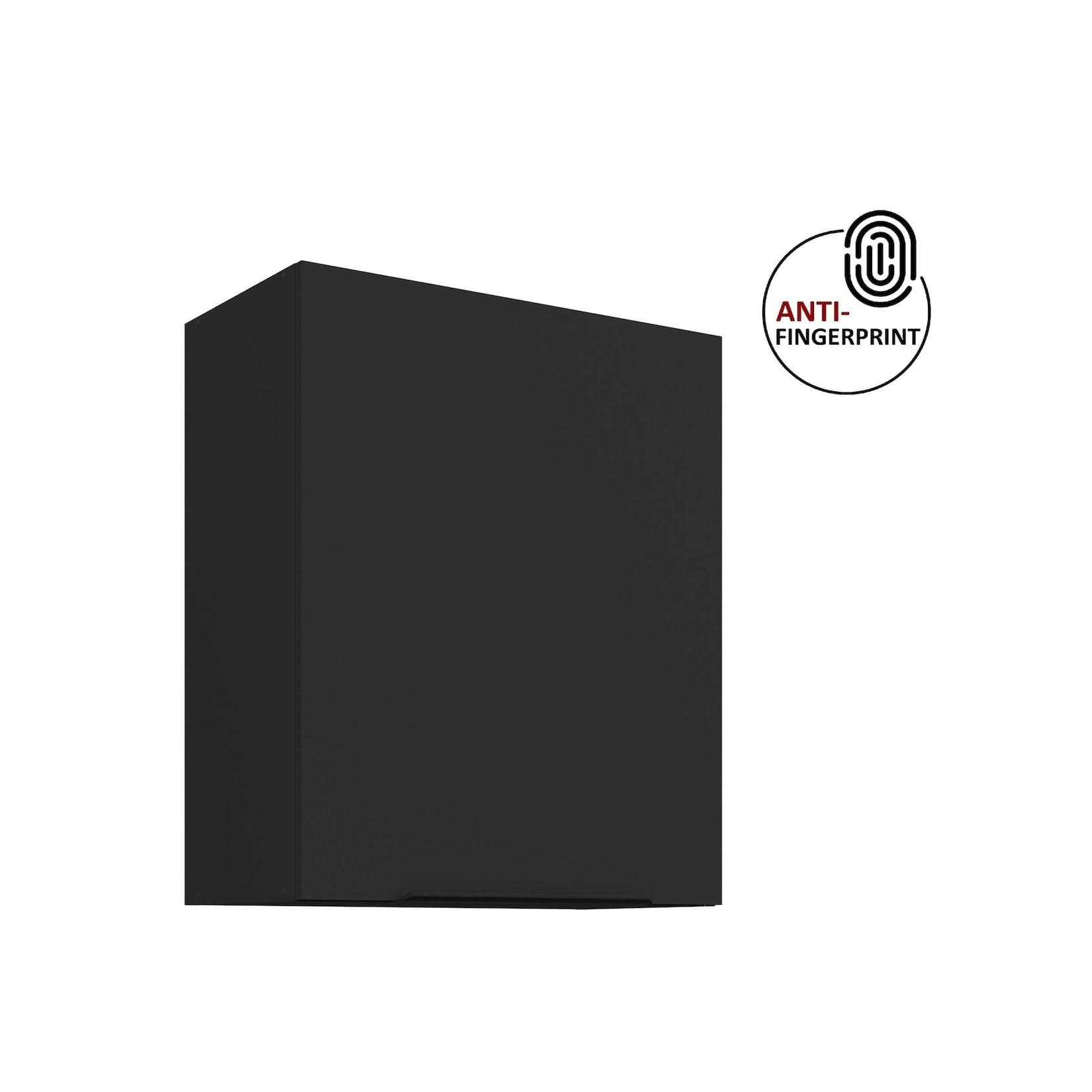 Küchen Hängeschrank 60 cm ARIA Schwarz matt Küchenzeile Anti Fingerprint