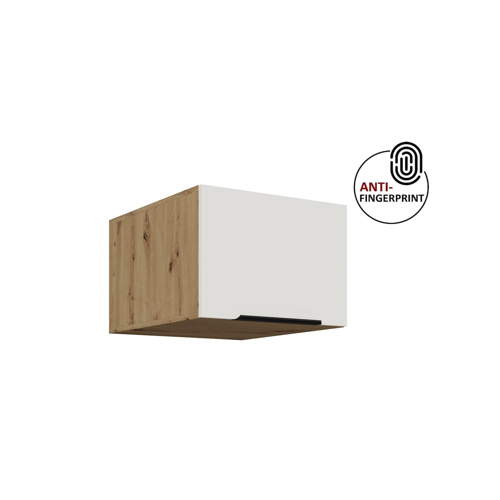 Küchen Aufsatzschrank 50 cm Weiß Eiche Anti Fingerprint