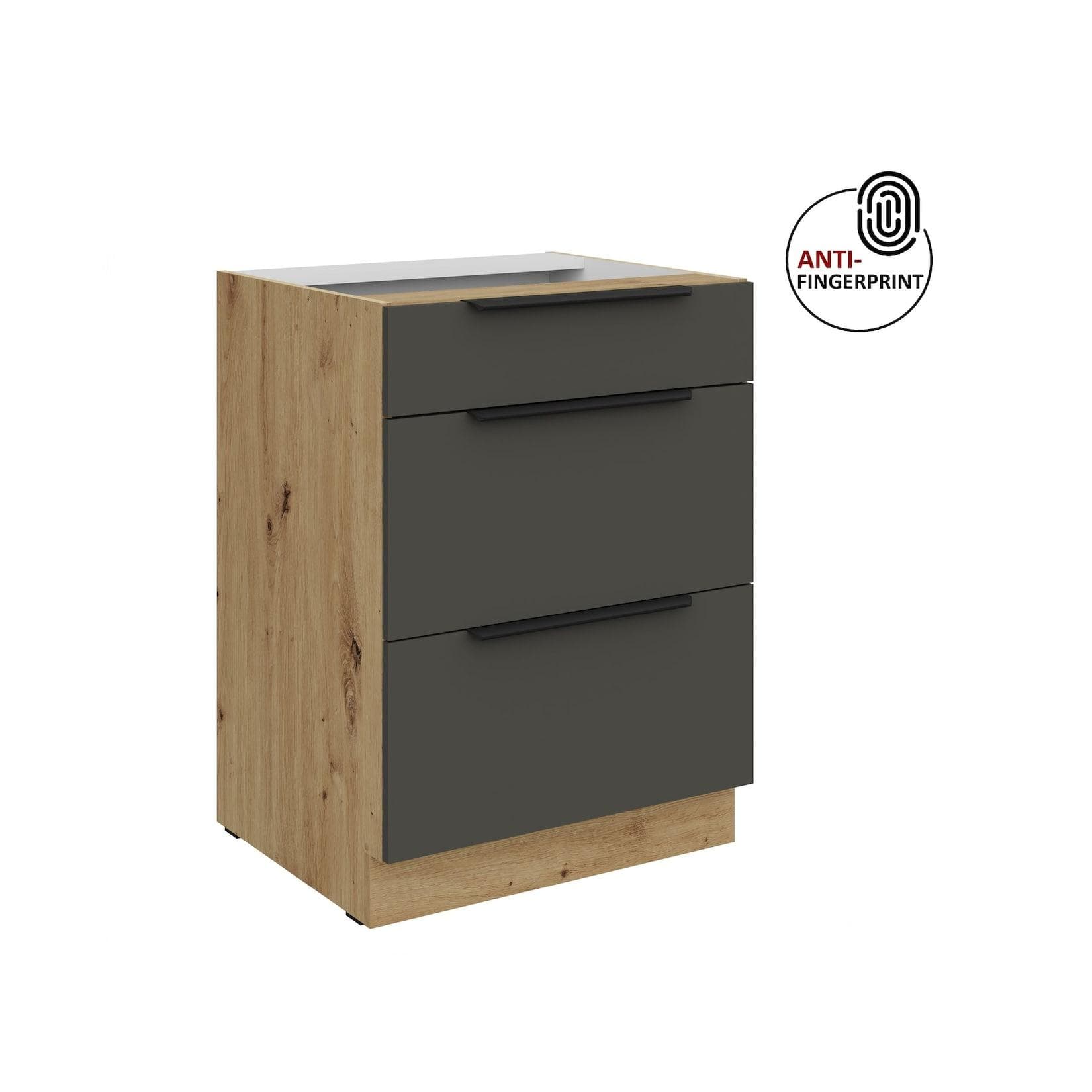 Küchen Unterschrank 60 Küche ARIA Graphite matt Anti Fingerprint