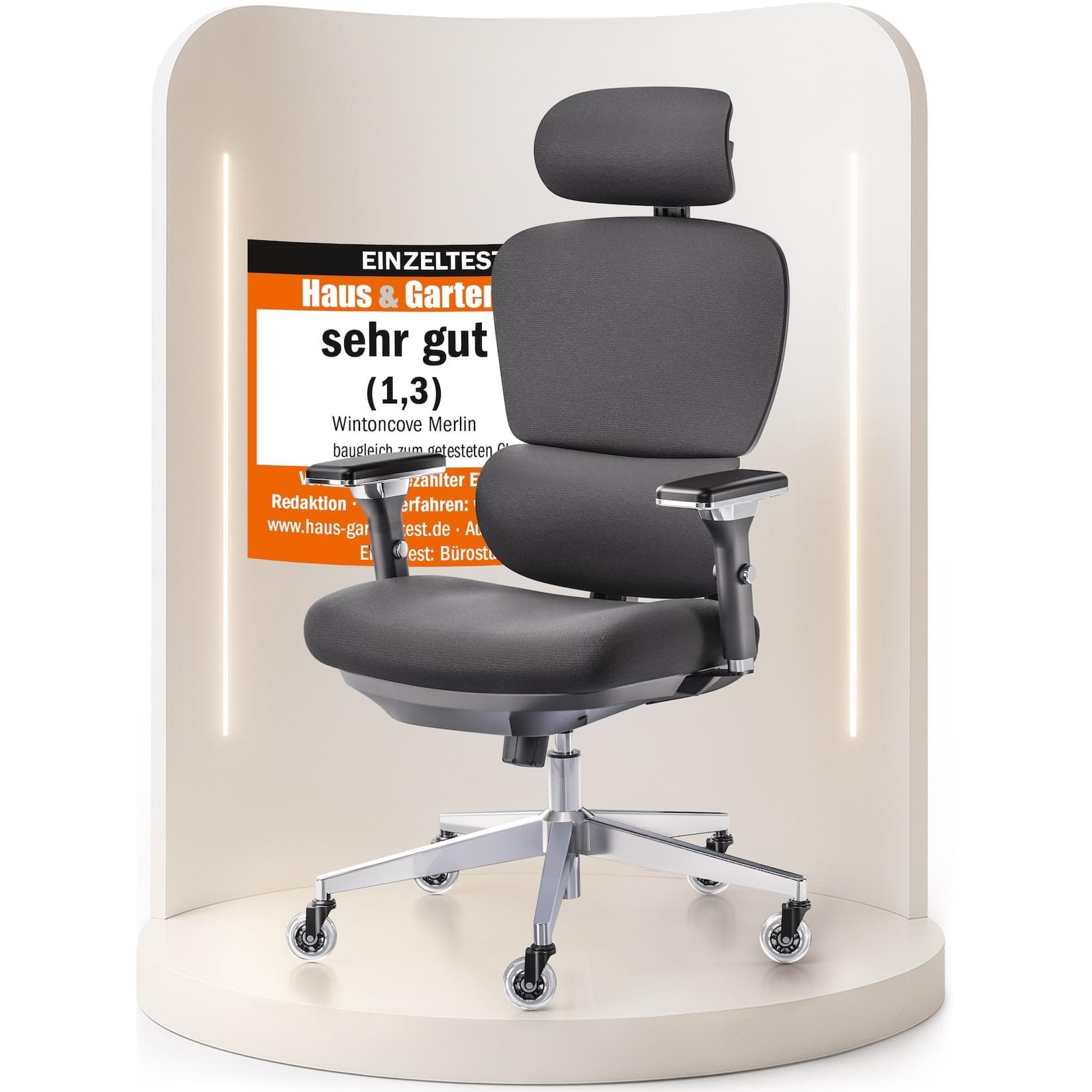 WINTONCOVE Merlin Bürostuhl Ergonomisch Schwarz