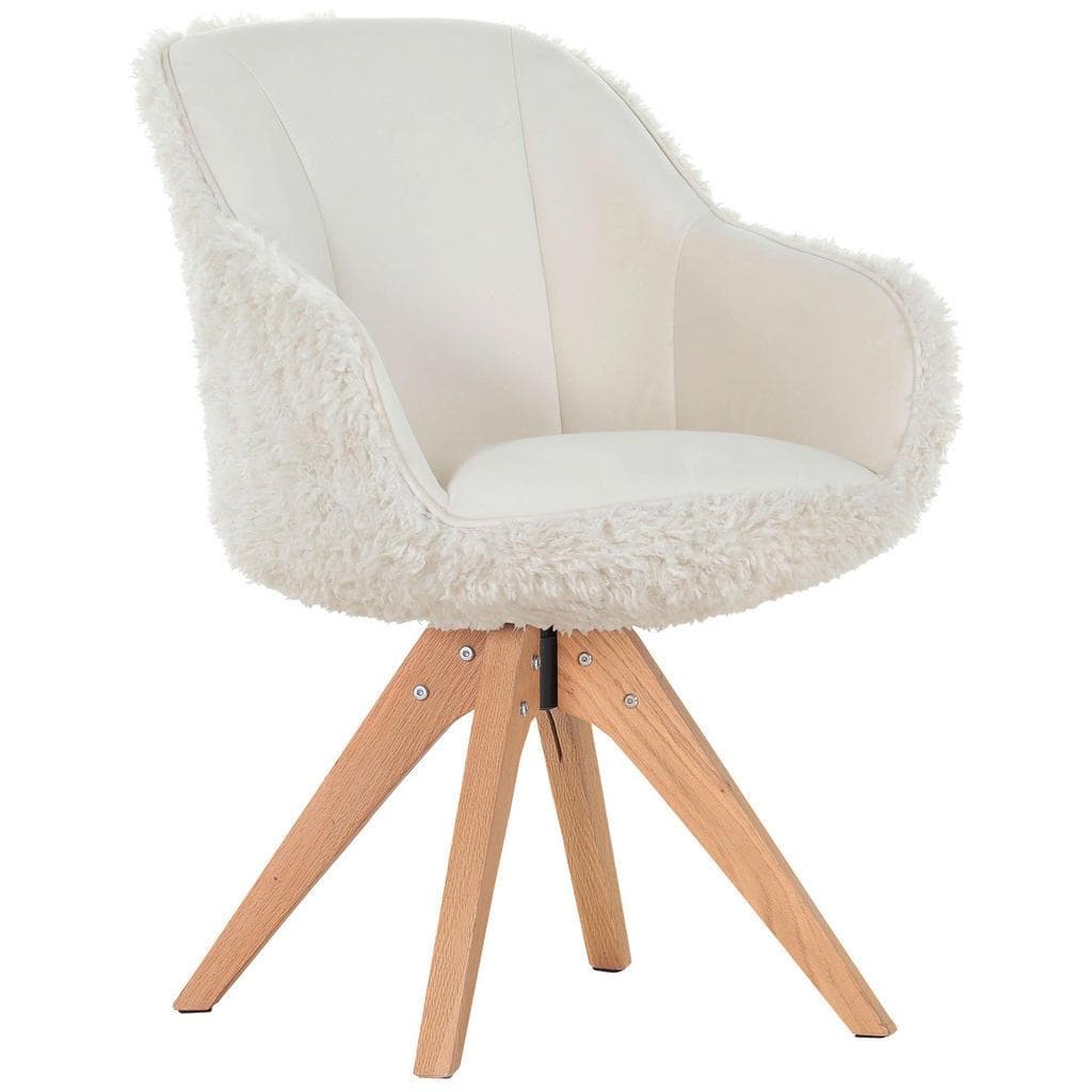 Landscape Armlehnstuhl Creme Weiß Textil Eiche Massiv Esszimmerstuhl