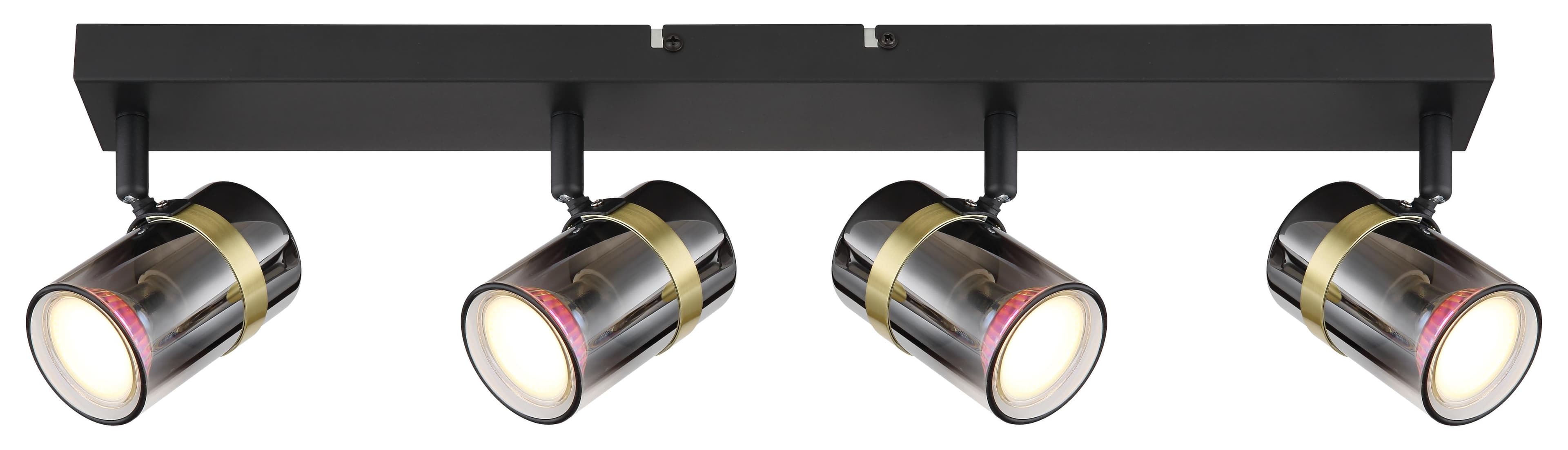 GLOBO LIGHTING Deckenstrahler TRABBY Schwarz Glas Rauchfarben