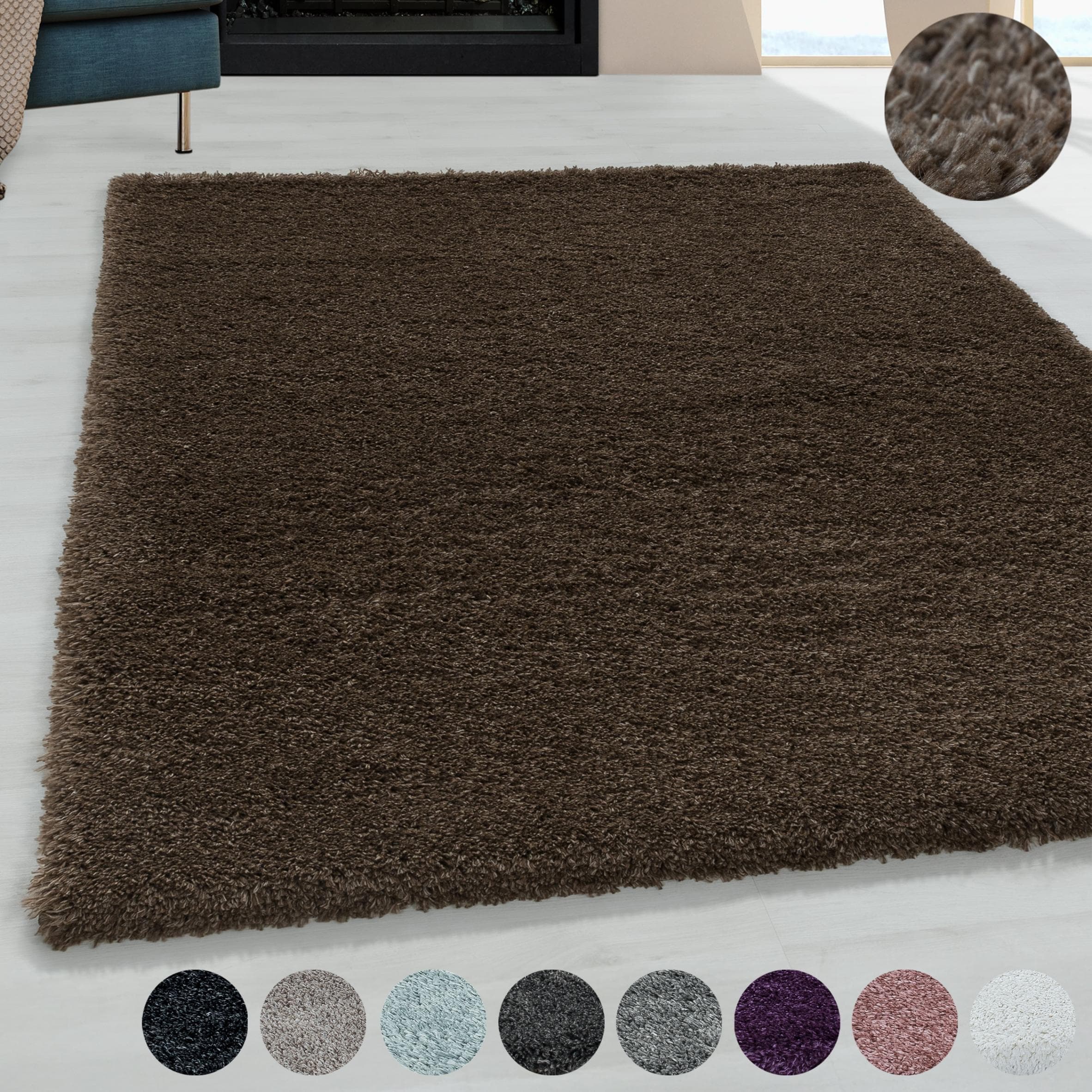 AYYILDIZ TEPPICHE FLUFFY 3500 Hochflor-Teppich Braun