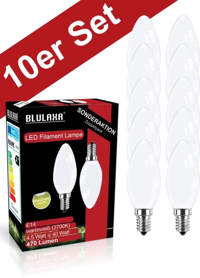 LED-Filamentlampe Retro Kerzenform Opal-Glas Weiß