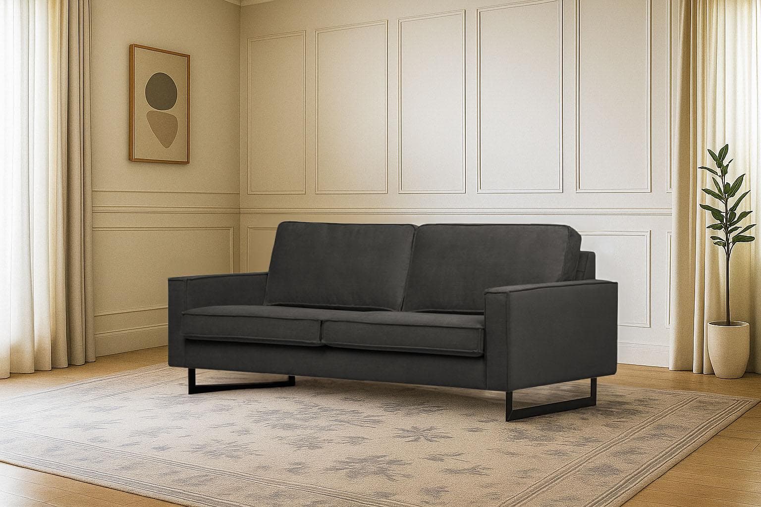 HOME AFFAIRE Pinto 3-Sitzer Sofa Grau Cord Kunstleder