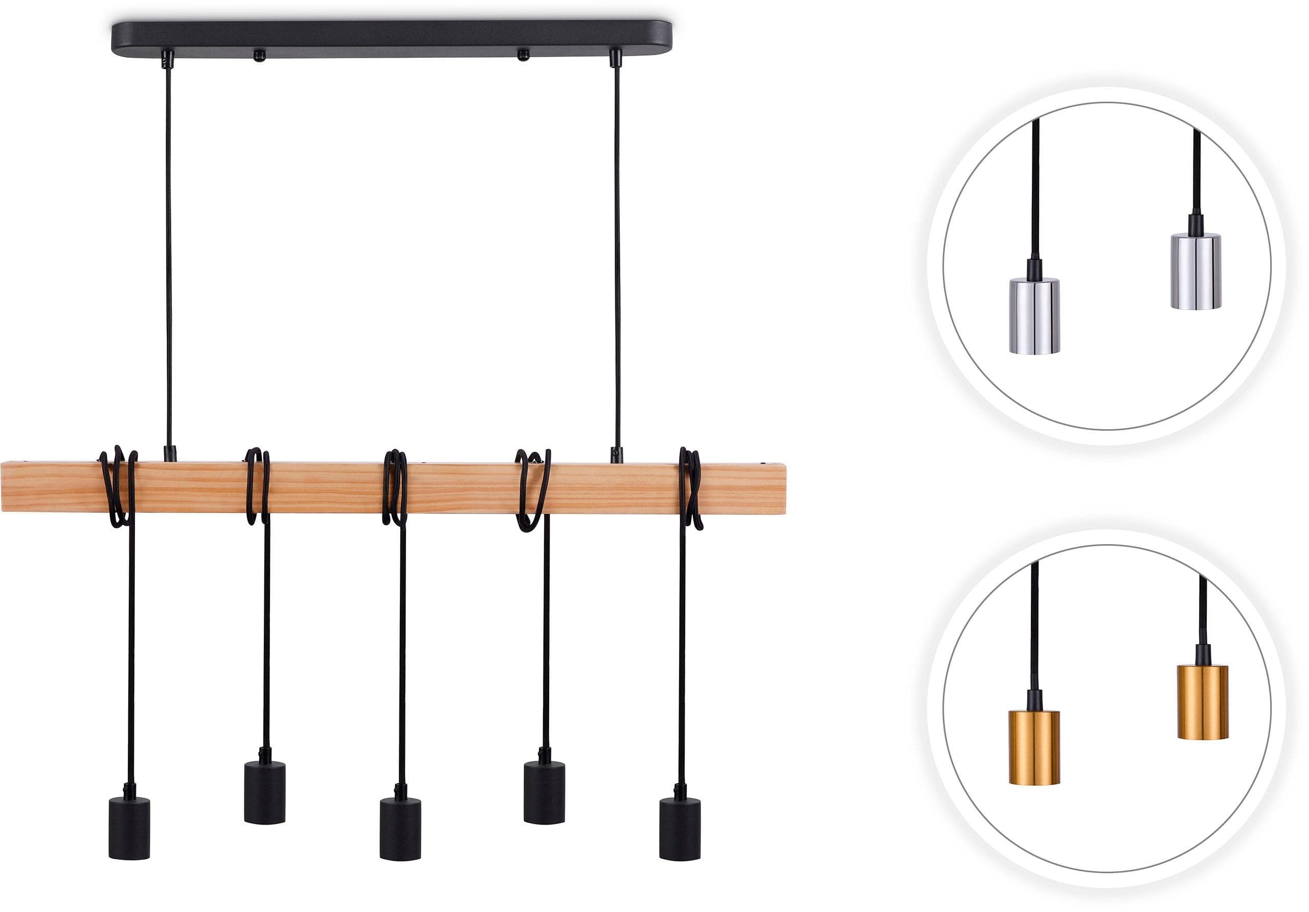 PACO HOME Pendelleuchte "SINA" Schwarz Bronze LED Pendelleuchte