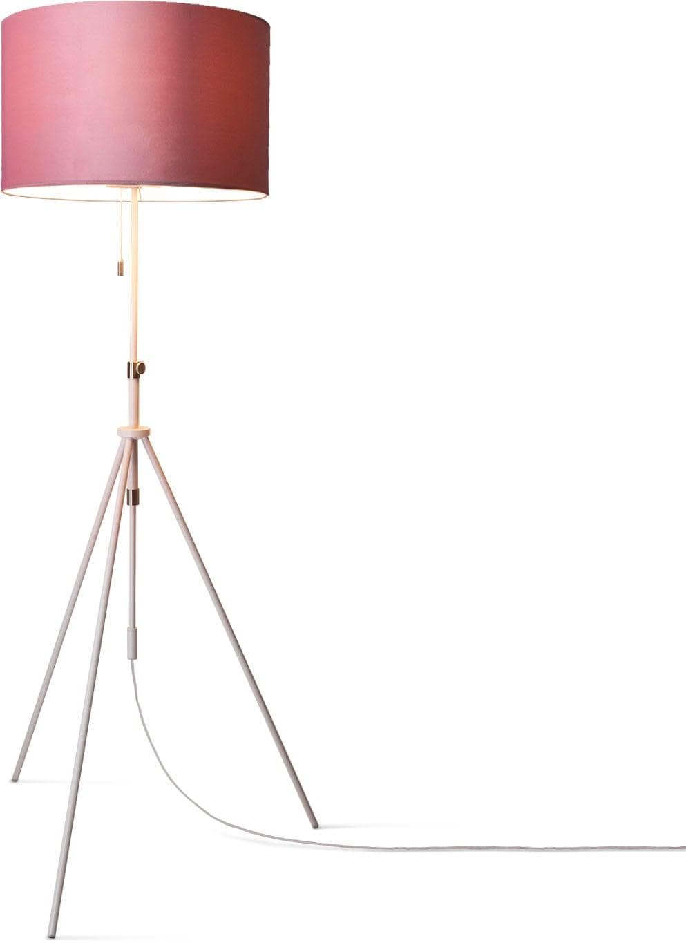 PACO HOME Stehlampe Naomi uni Color Weiß Velours-Schirm