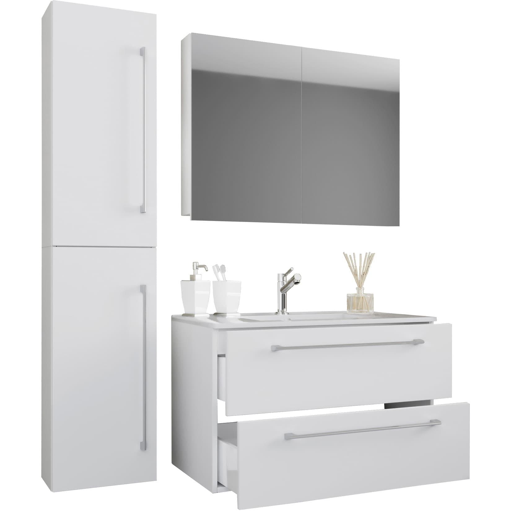 VCM 4-tlg. Waschplatz Waschtisch Waschbecken Unterschrank Breite 80 cm Badmöbel-Set