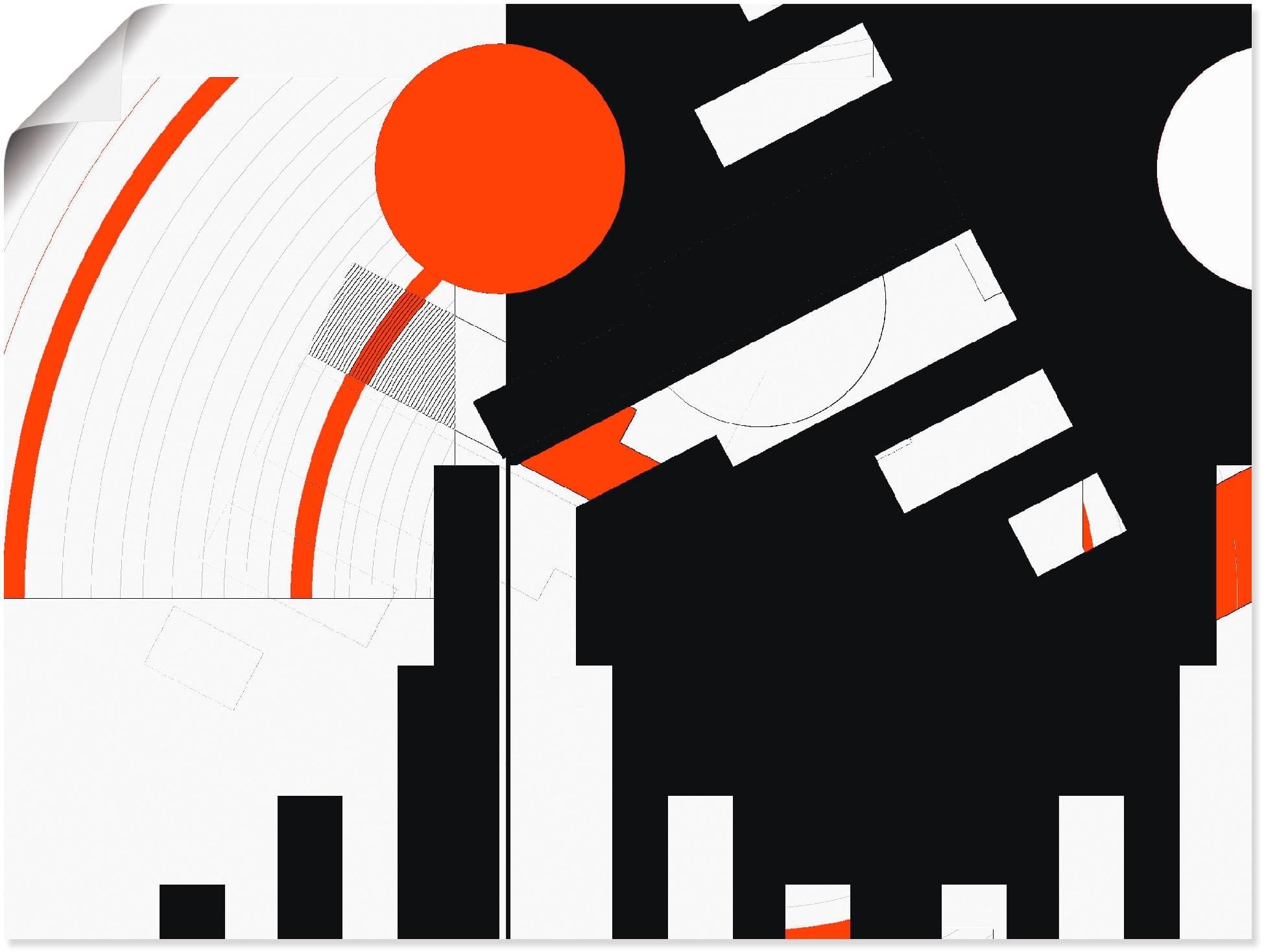 Poster ARTLAND Schwarz Weiß trifft Rot Version 5 Schwarz