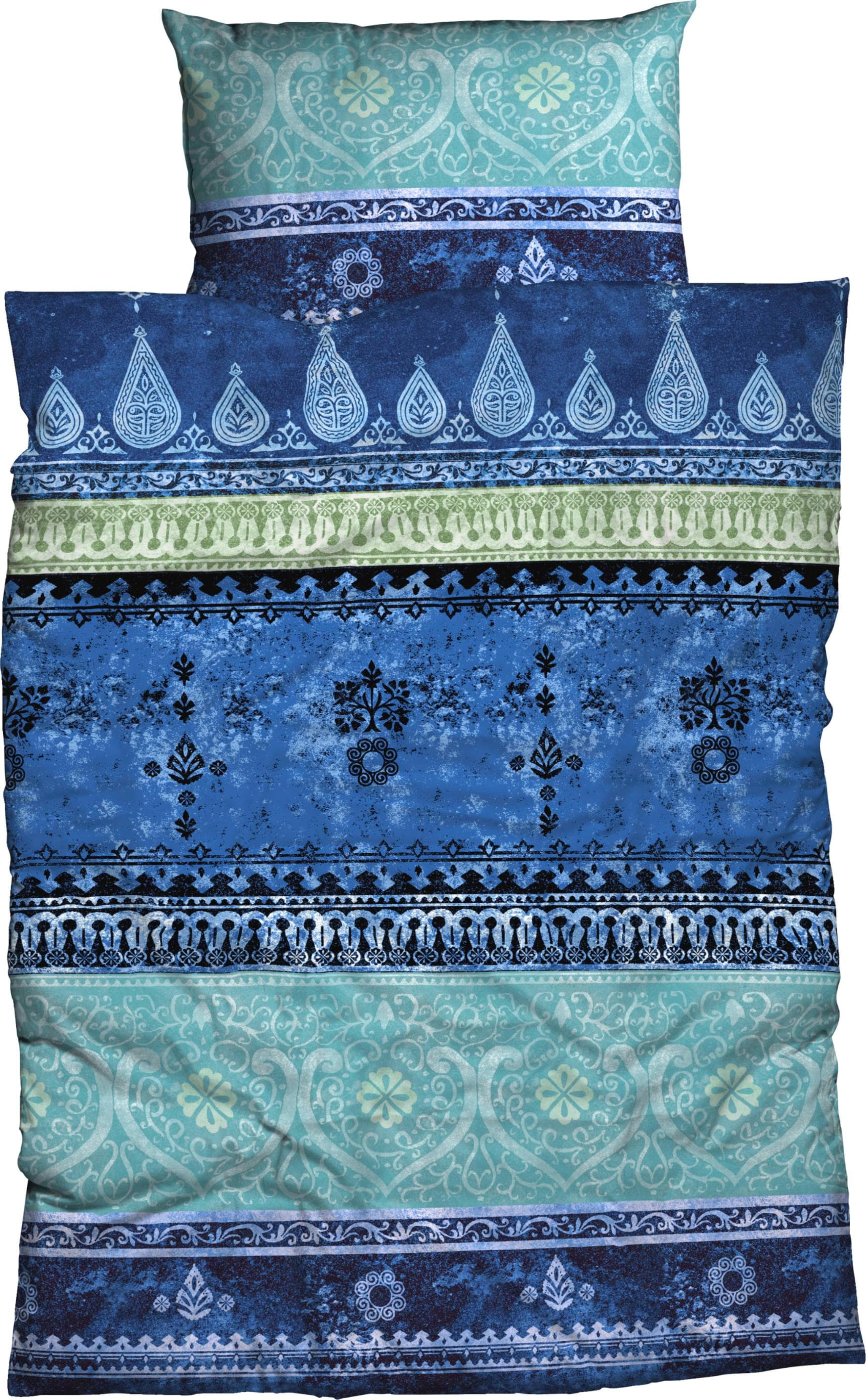 CASATEX Bettwäsche Indi Satin 3-tlg. Orientalisch Blau