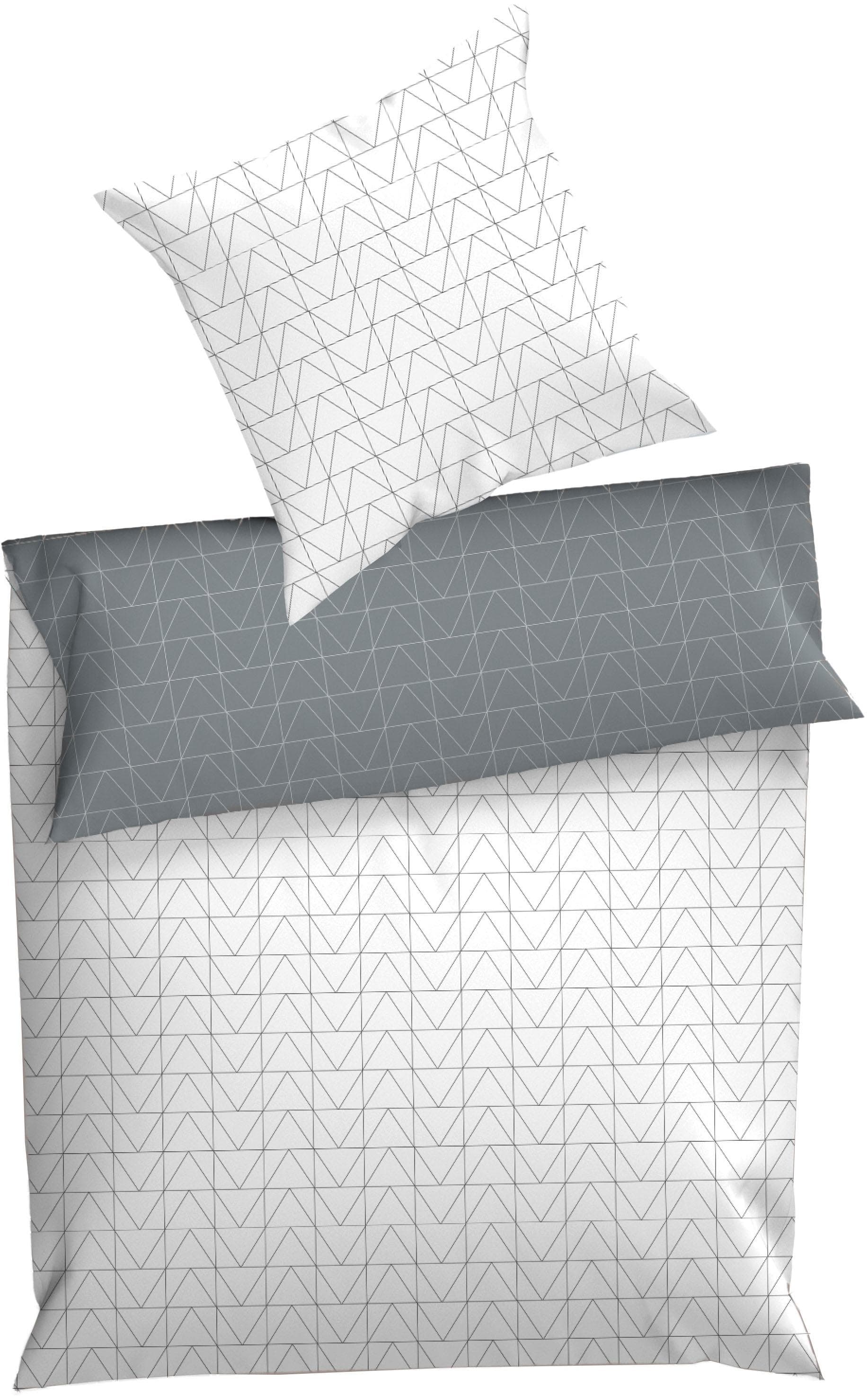 DYCKHOFF Wendebettwäsche Graphic Grau 100% Baumwolle