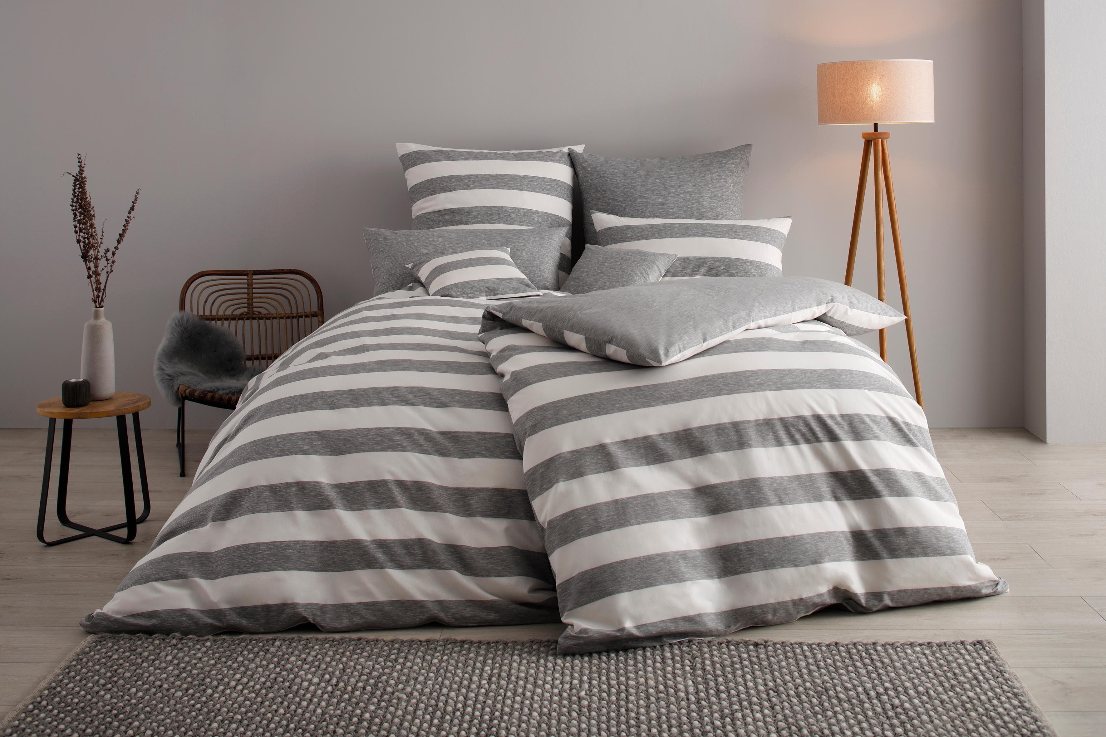 OTTO HOME Wendebettwäsche Big Stripe Grau Weiß Renforcé
