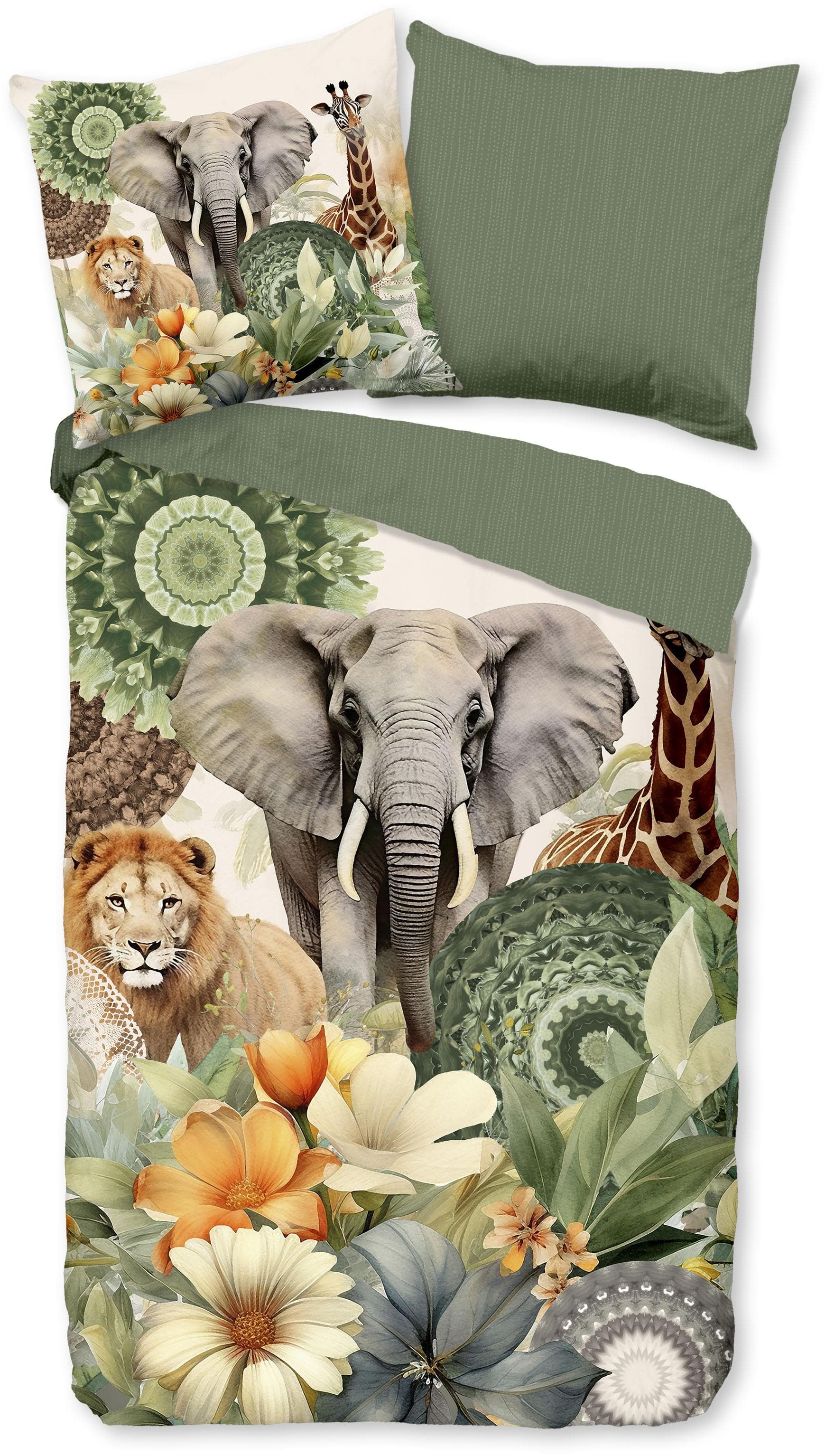 Wendebettwäsche HIP Sagadar Grün Mako-Satin 3-tlg.