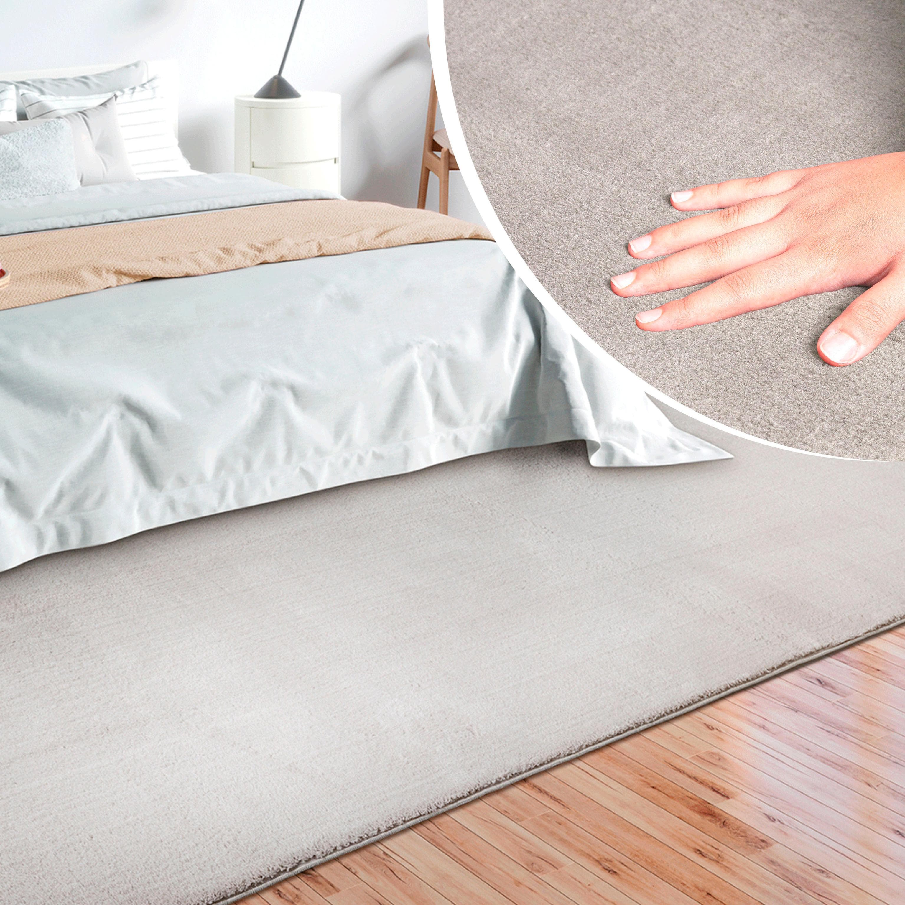 MERINOS Kunstfellteppich Loft 37 Beige Uni-Design
