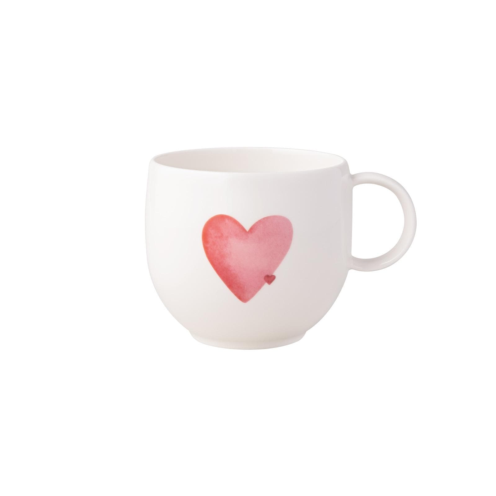 Weißer Herzförmiger Kaffeebecher aus Keramik