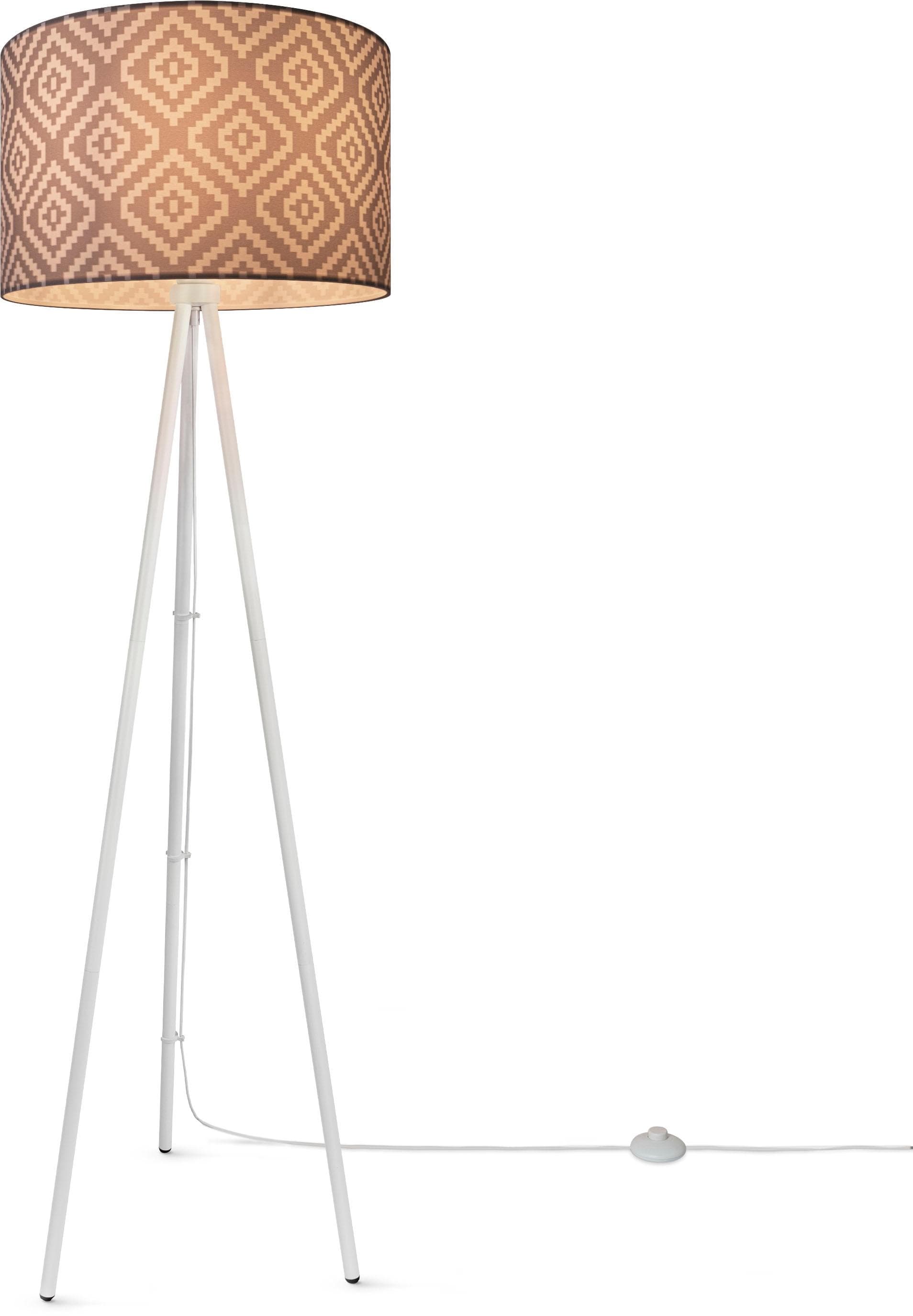 PACO HOME Stehlampe Trina Stella Weiß Stoffschirm