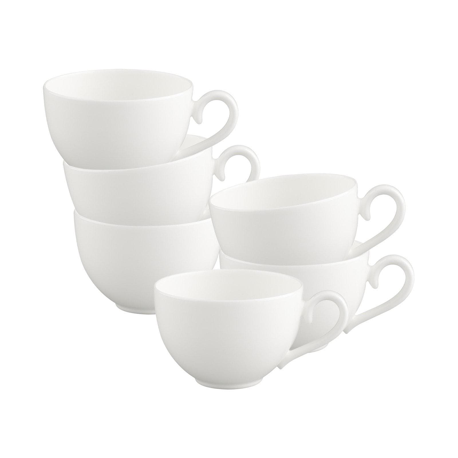 Villeroy & Boch Kaffeetassen White Pearl 120 ml 6er Set Weiß Porzellan